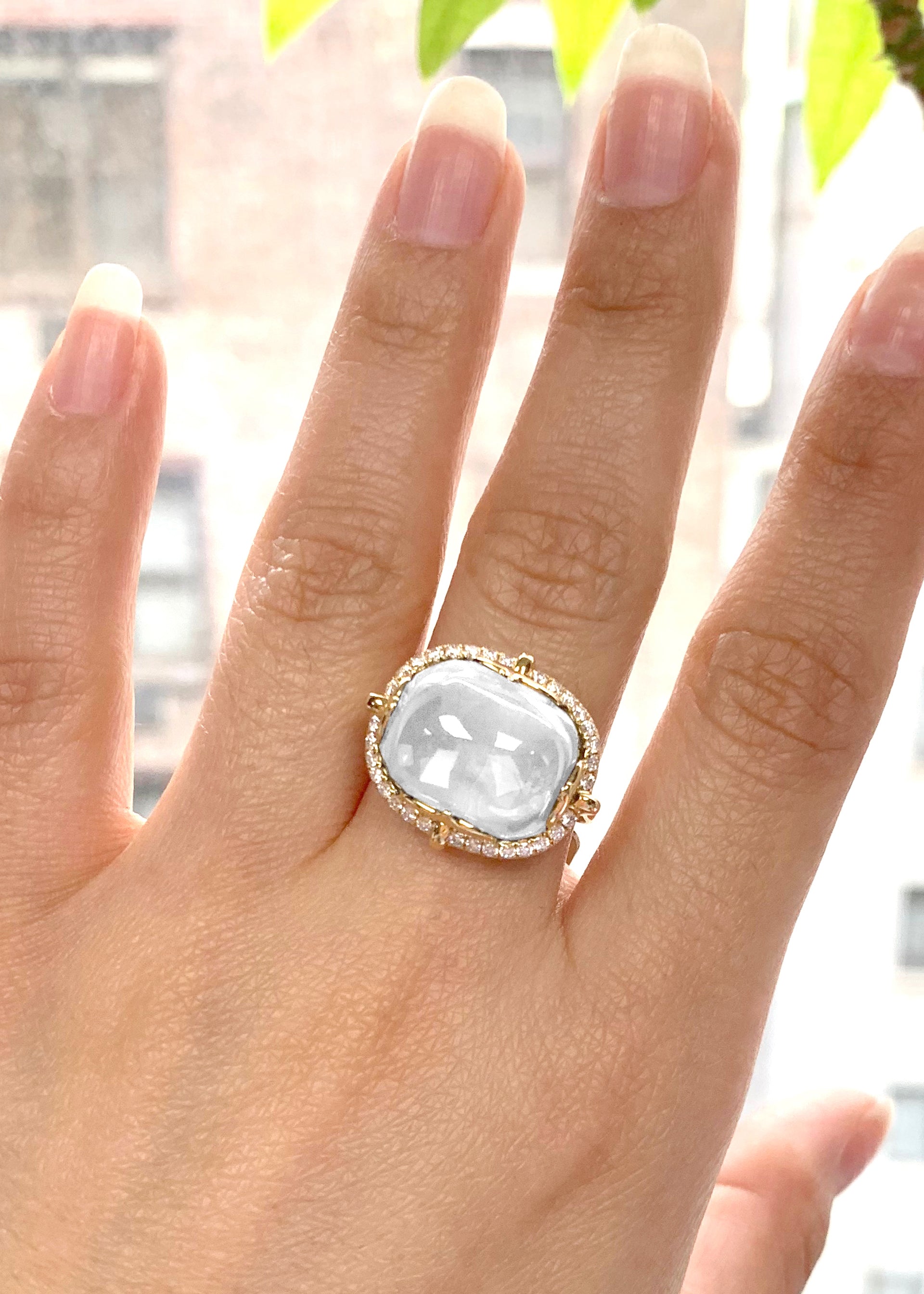 Yellow gold-Moon Quartz