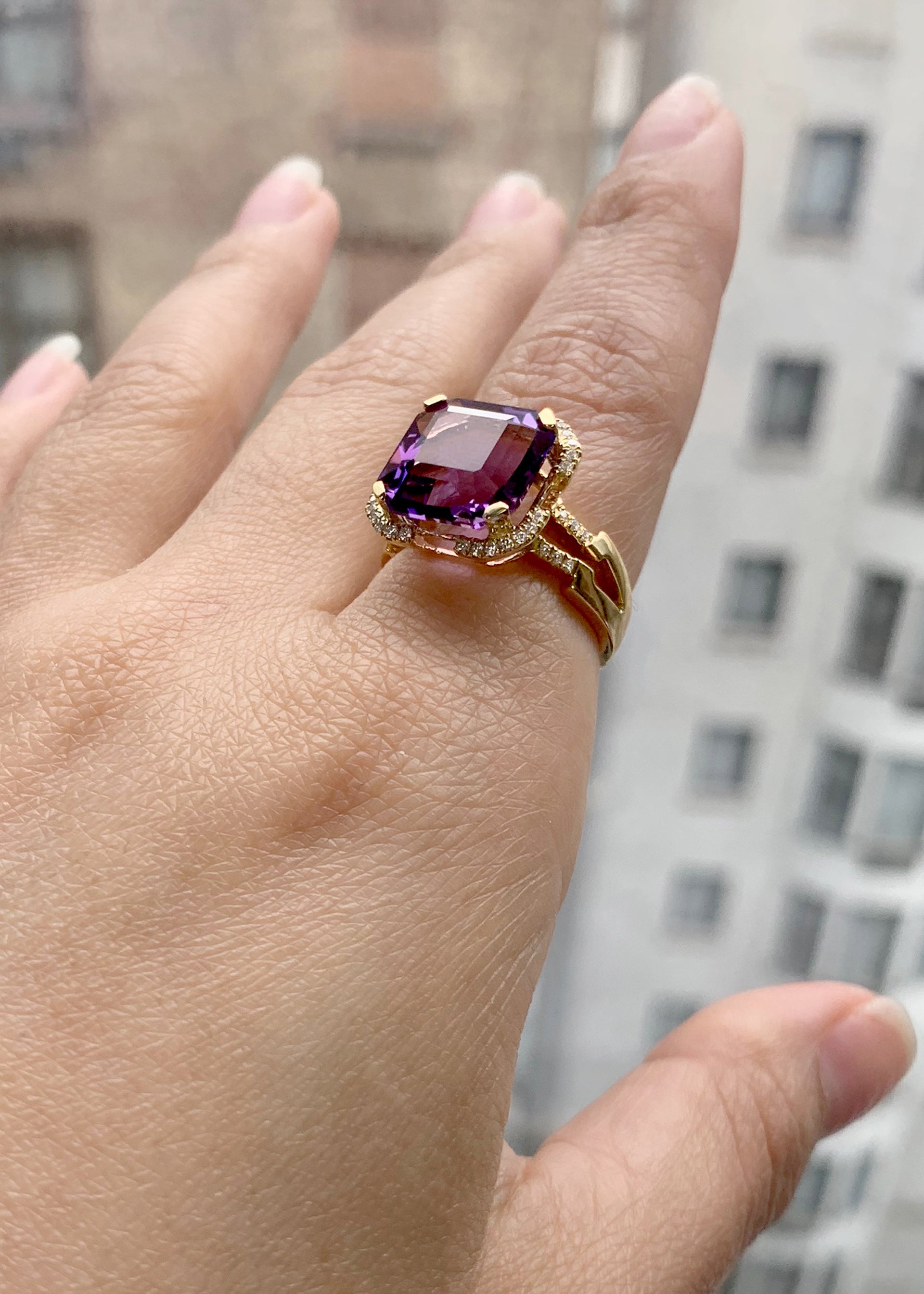 Yellow gold-Amethyst