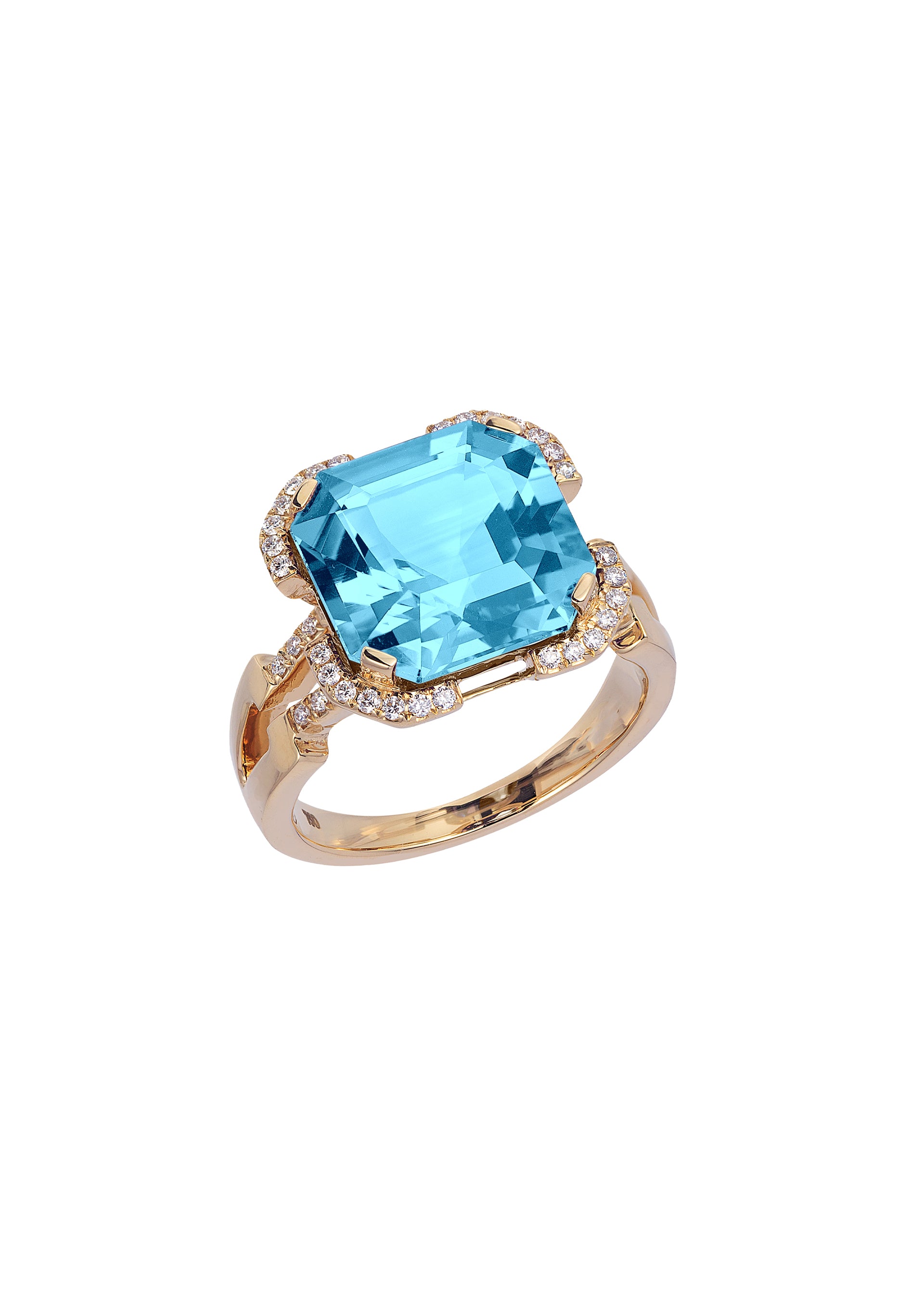 Yellow gold-Blue Topaz
