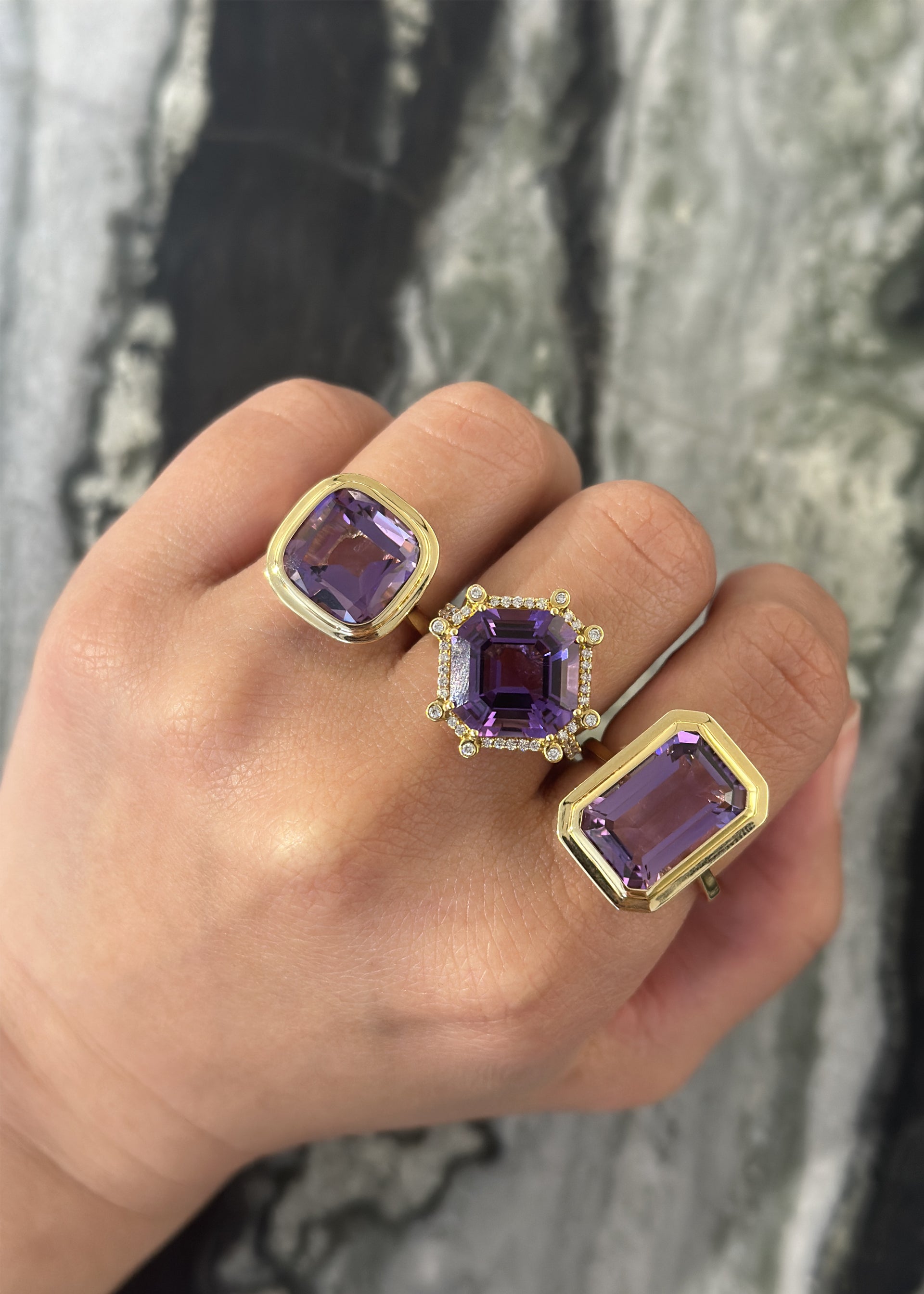 Yellow gold-Amethyst