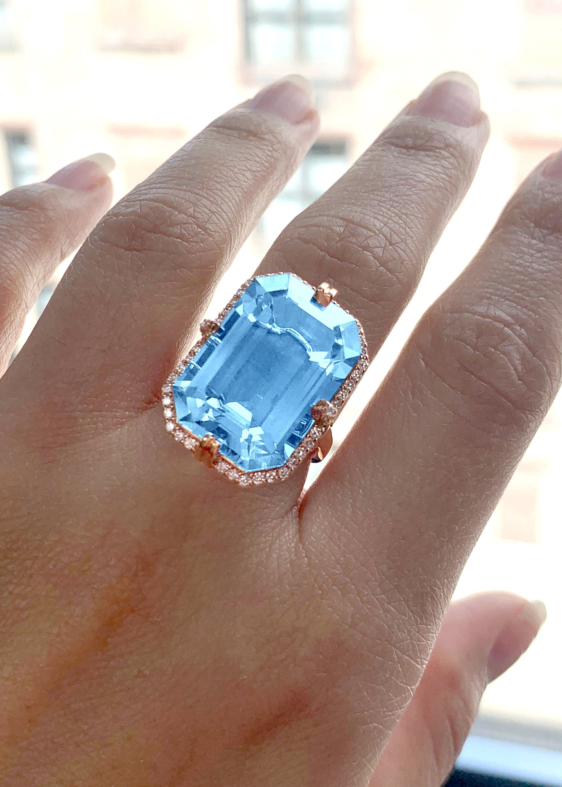 Yellow gold-Blue Topaz