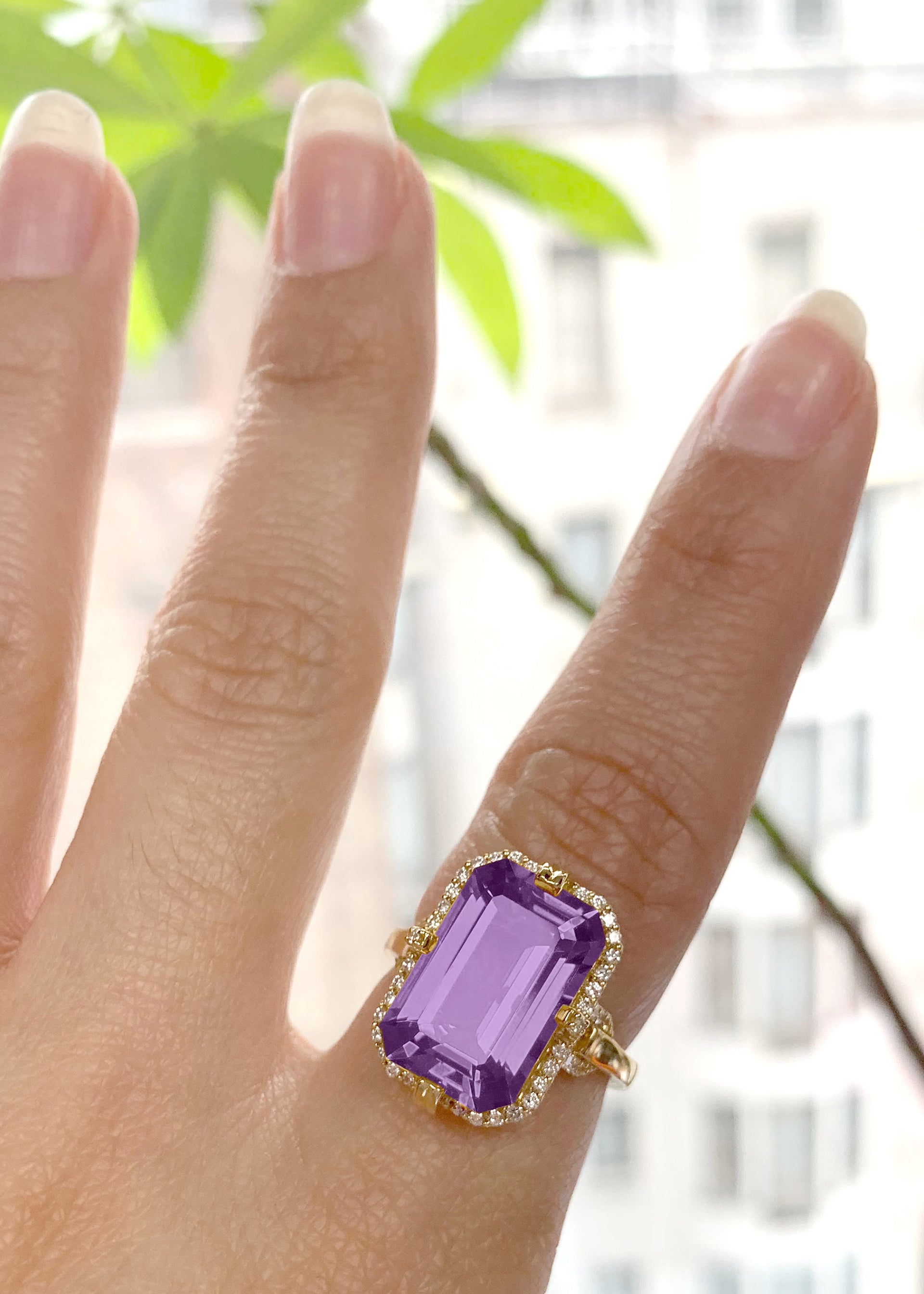 Yellow gold-Amethyst