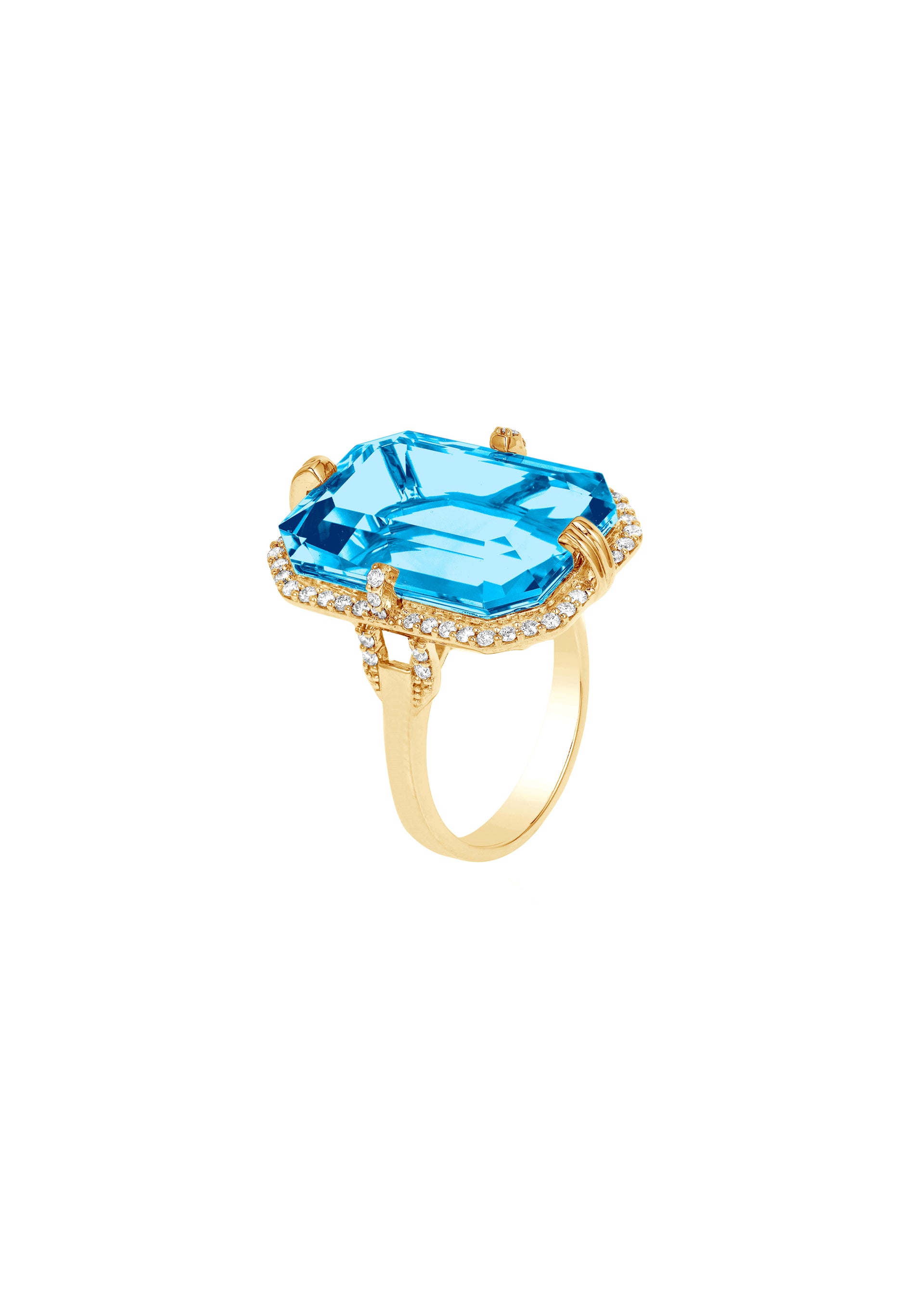 Yellow gold-Blue Topaz
