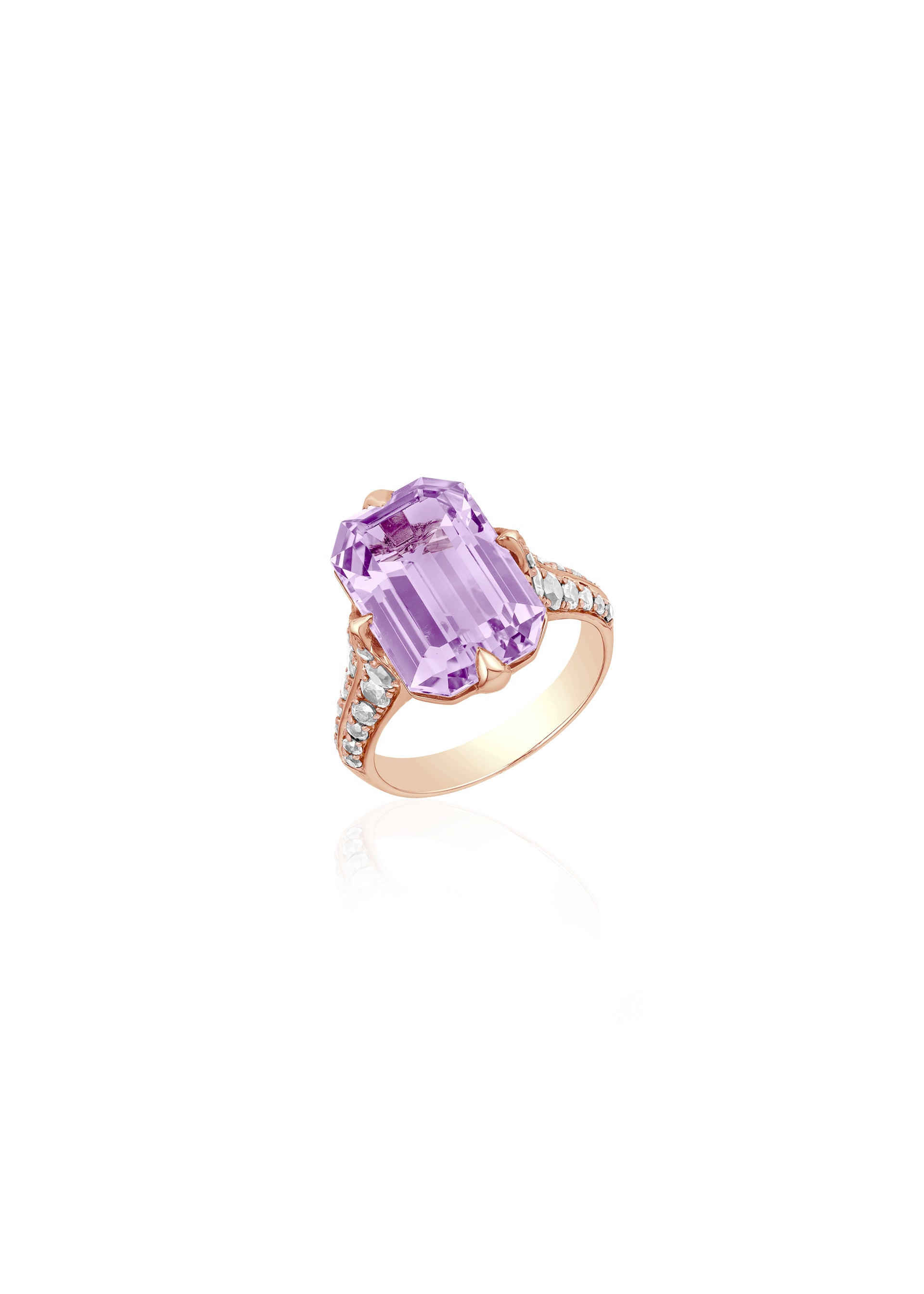 Rose gold-Lavender Amethyst with Diamond