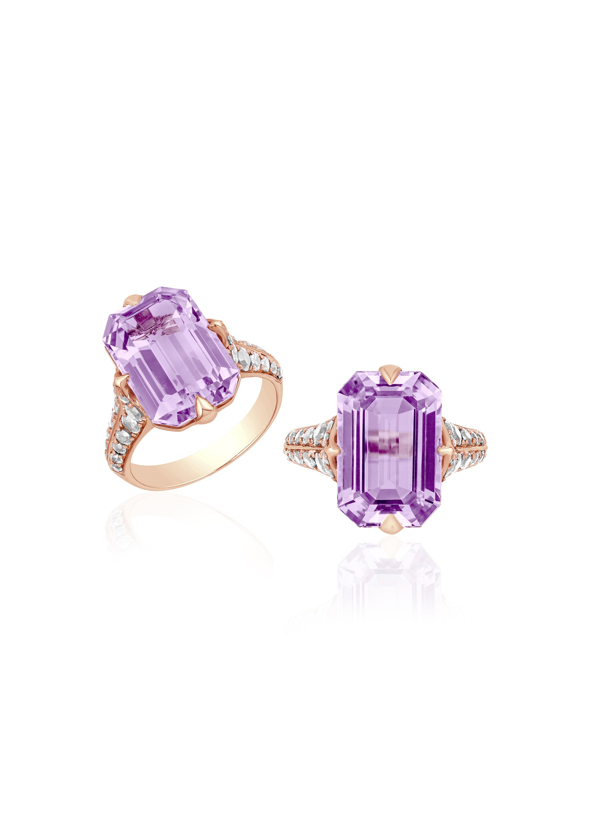 Rose gold-Lavender Amethyst with Diamond