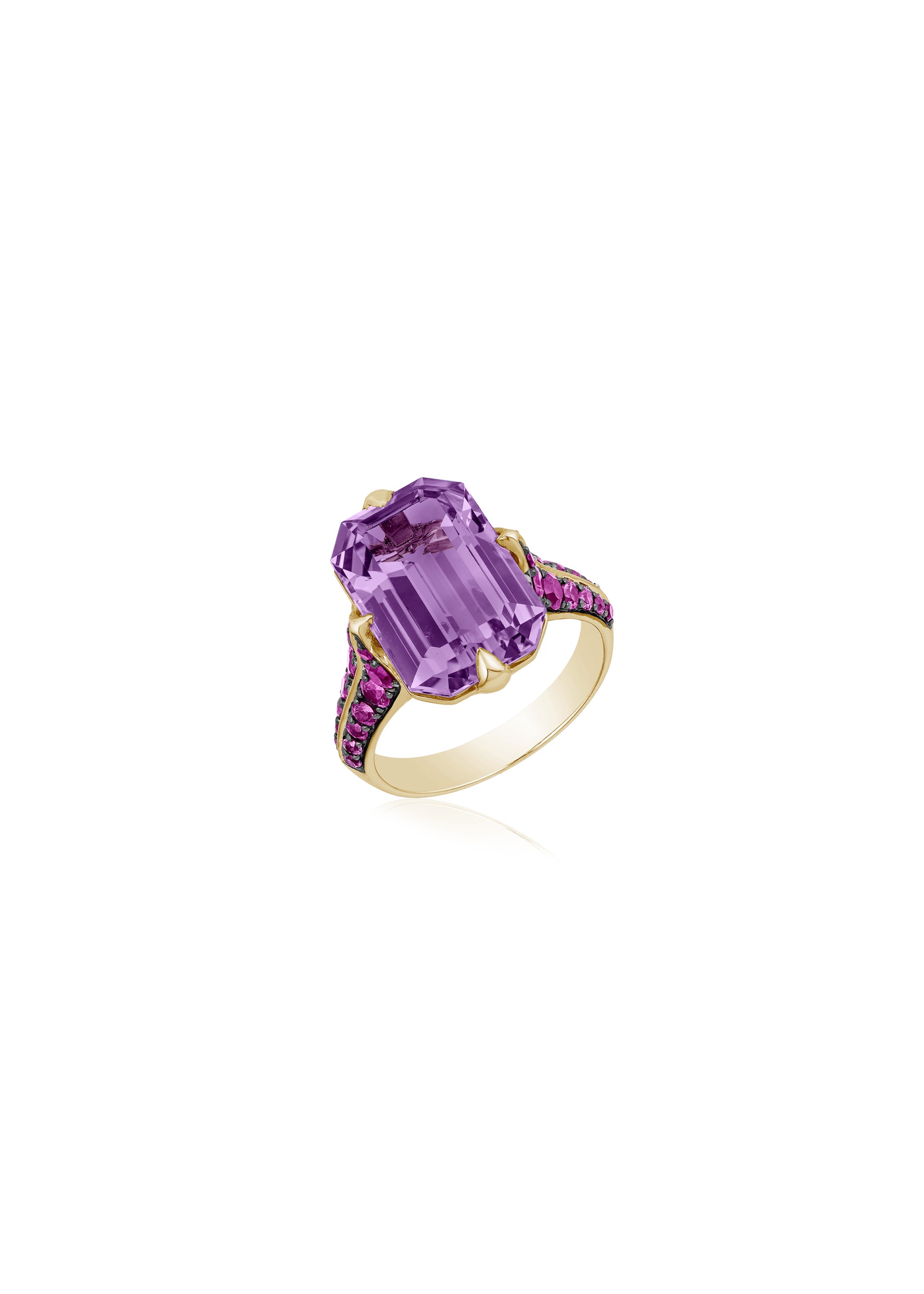 Yellow gold-Amethyst with Pink Sapphire