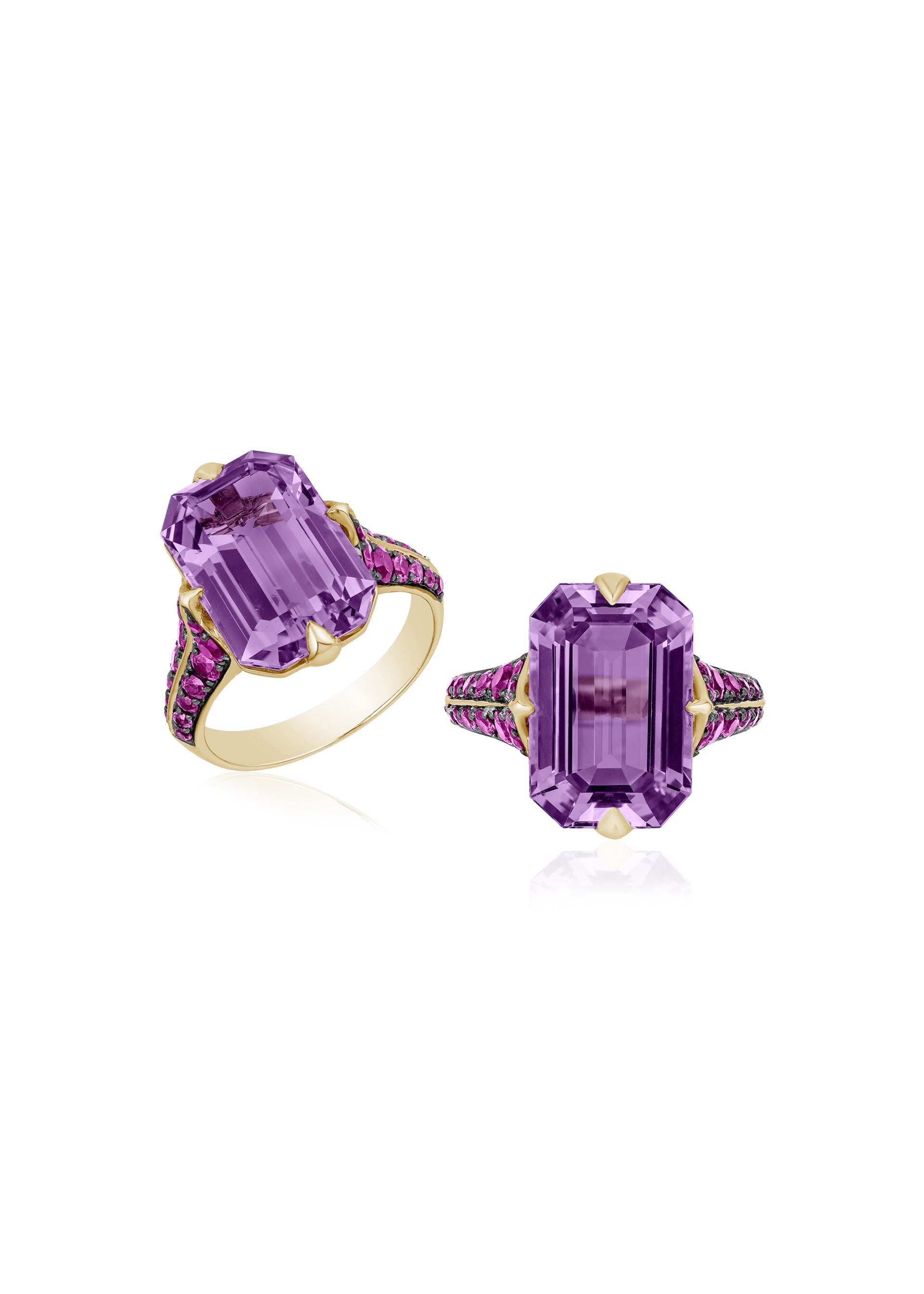 Yellow gold-Amethyst with Pink Sapphire
