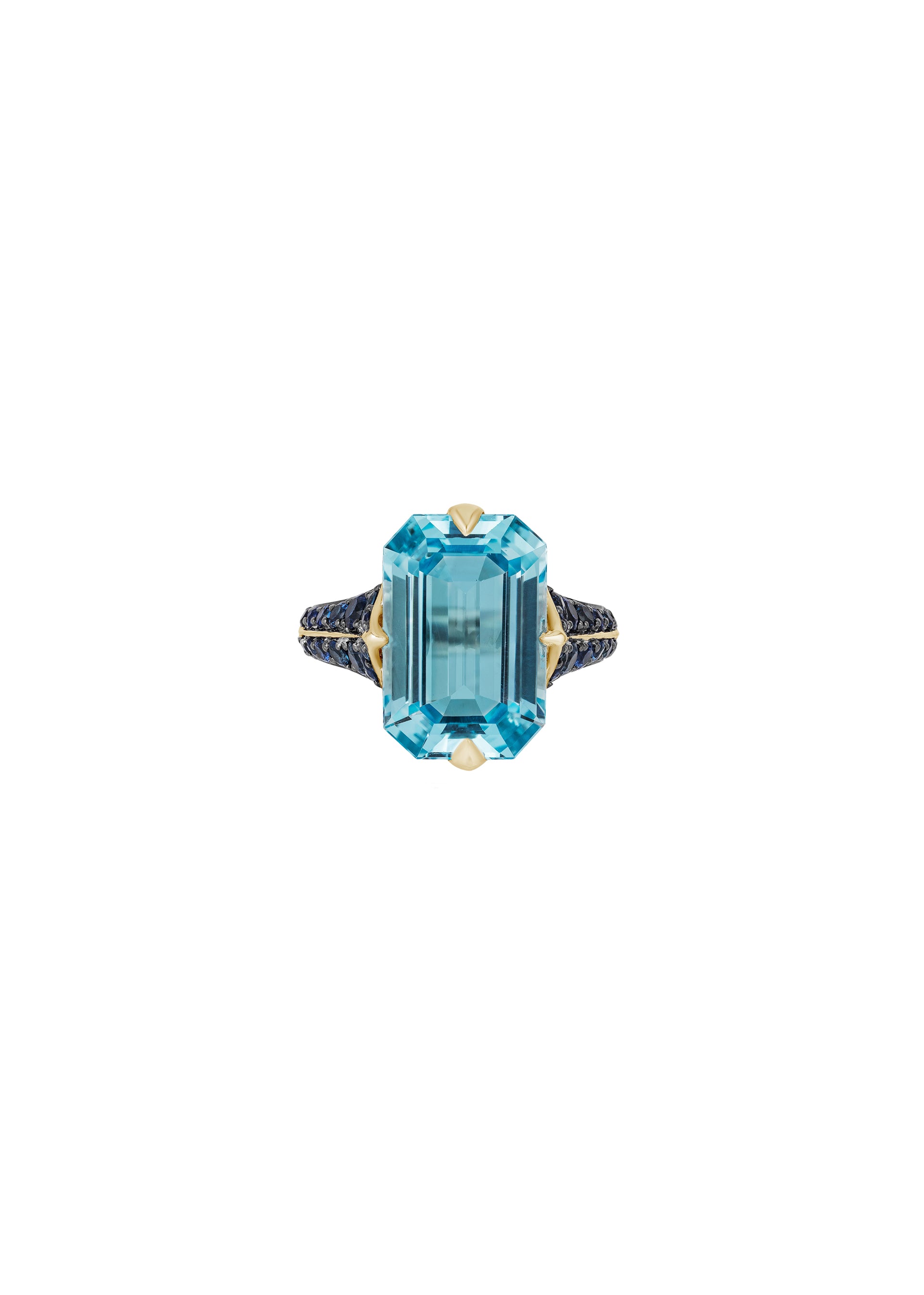 Yellow gold-Blue Topaz with Sapphire