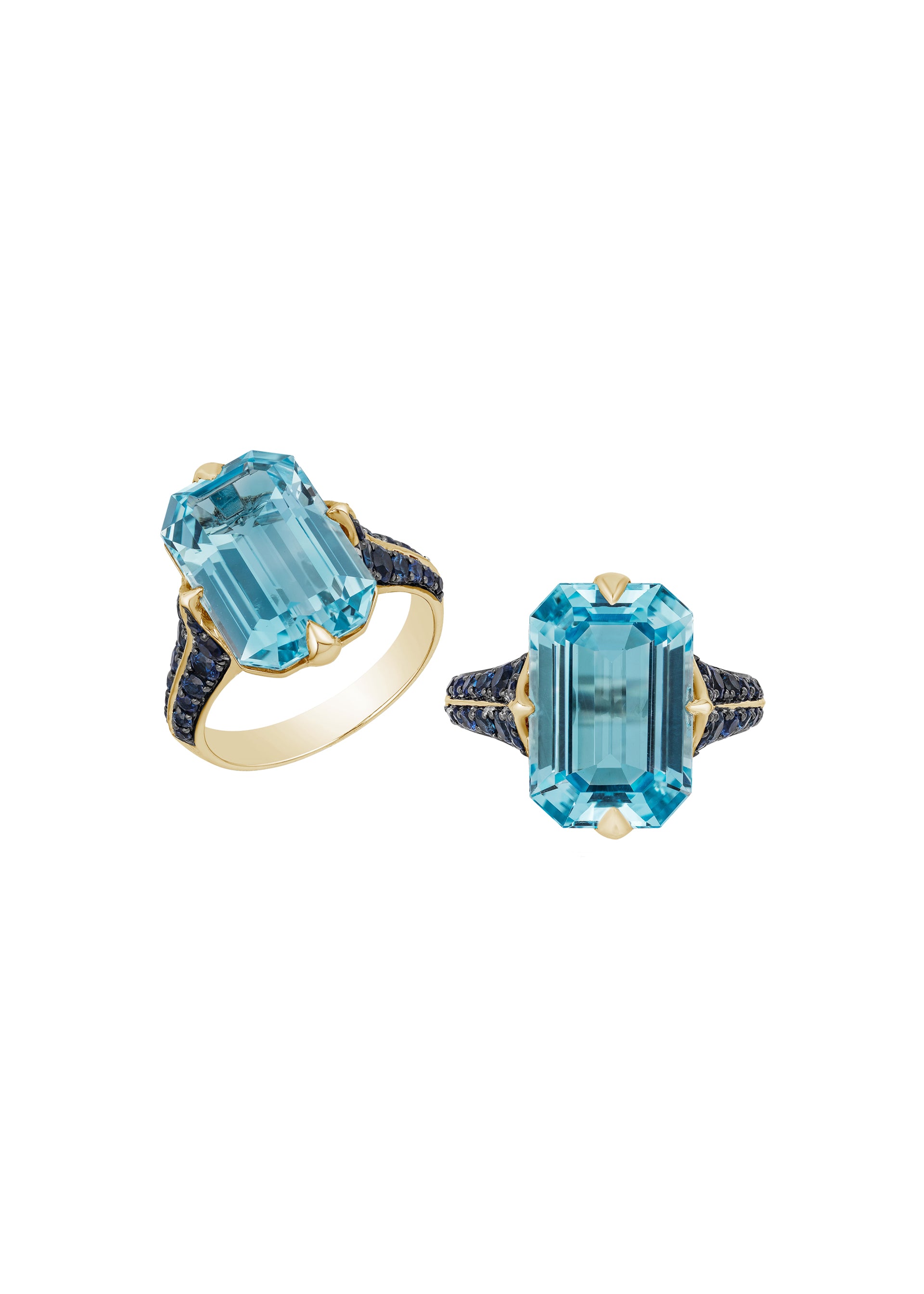 Yellow gold-Blue Topaz with Sapphire