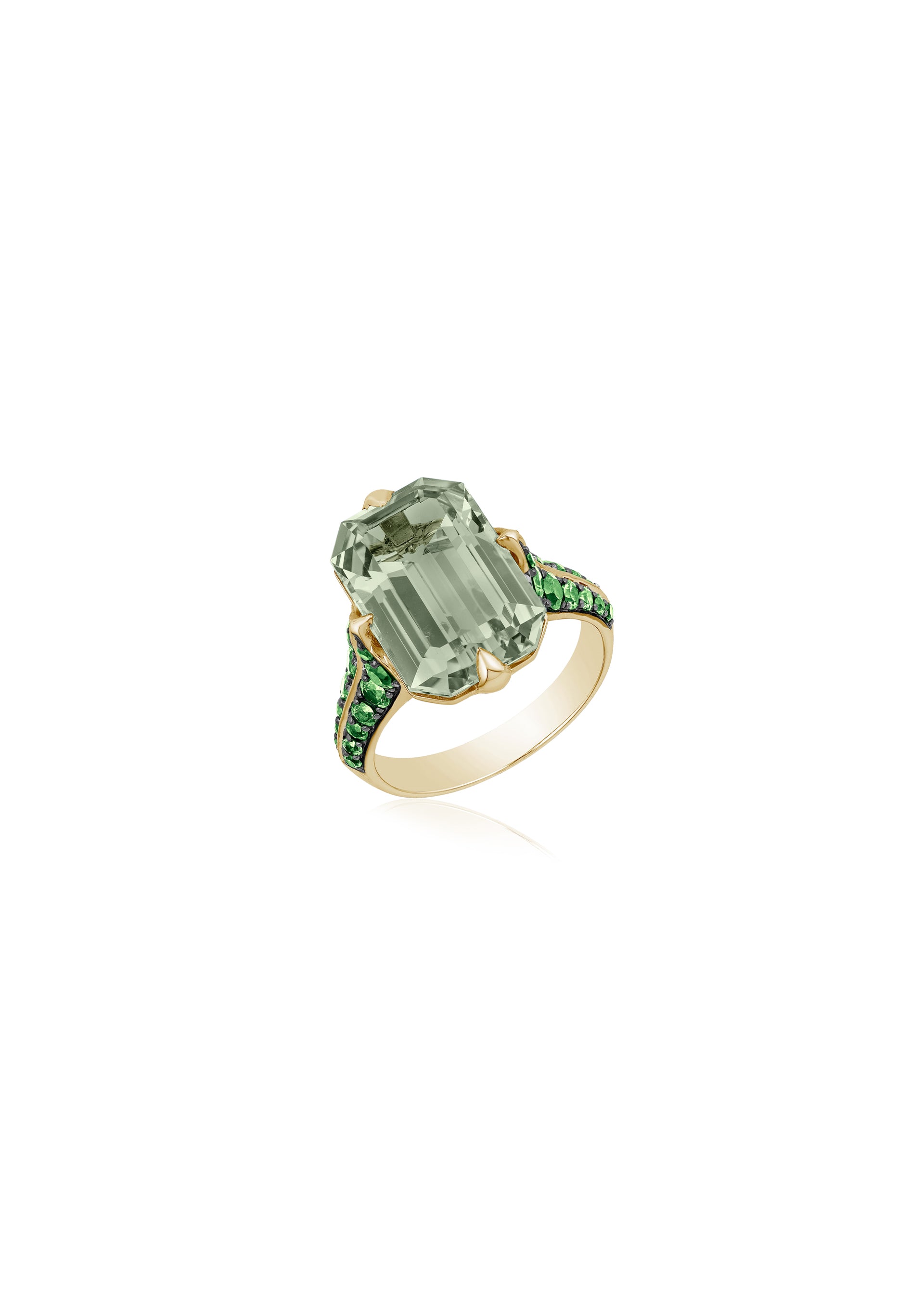 Yellow gold-Prasiolite with Tsavorite