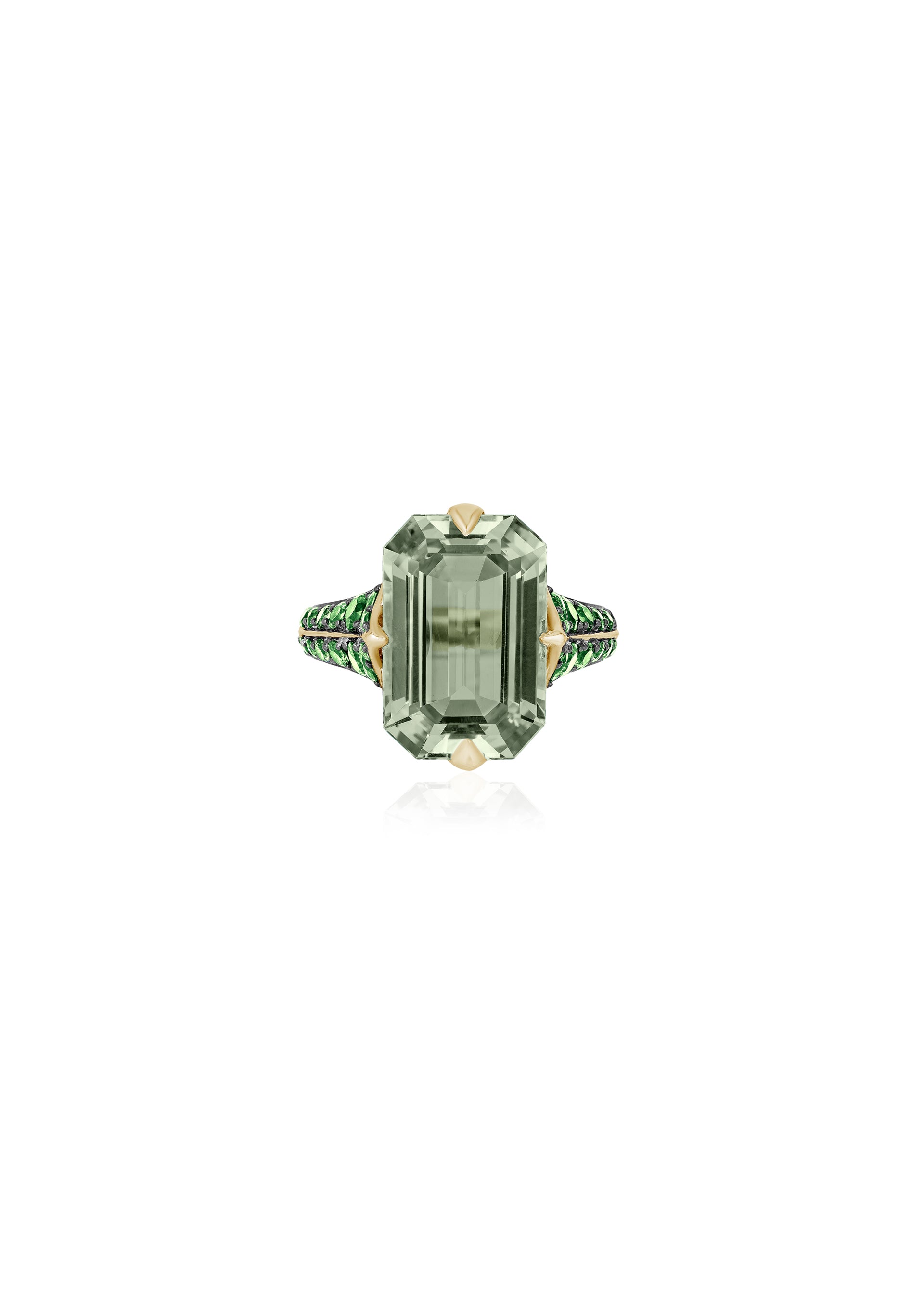 Yellow gold-Prasiolite with Tsavorite