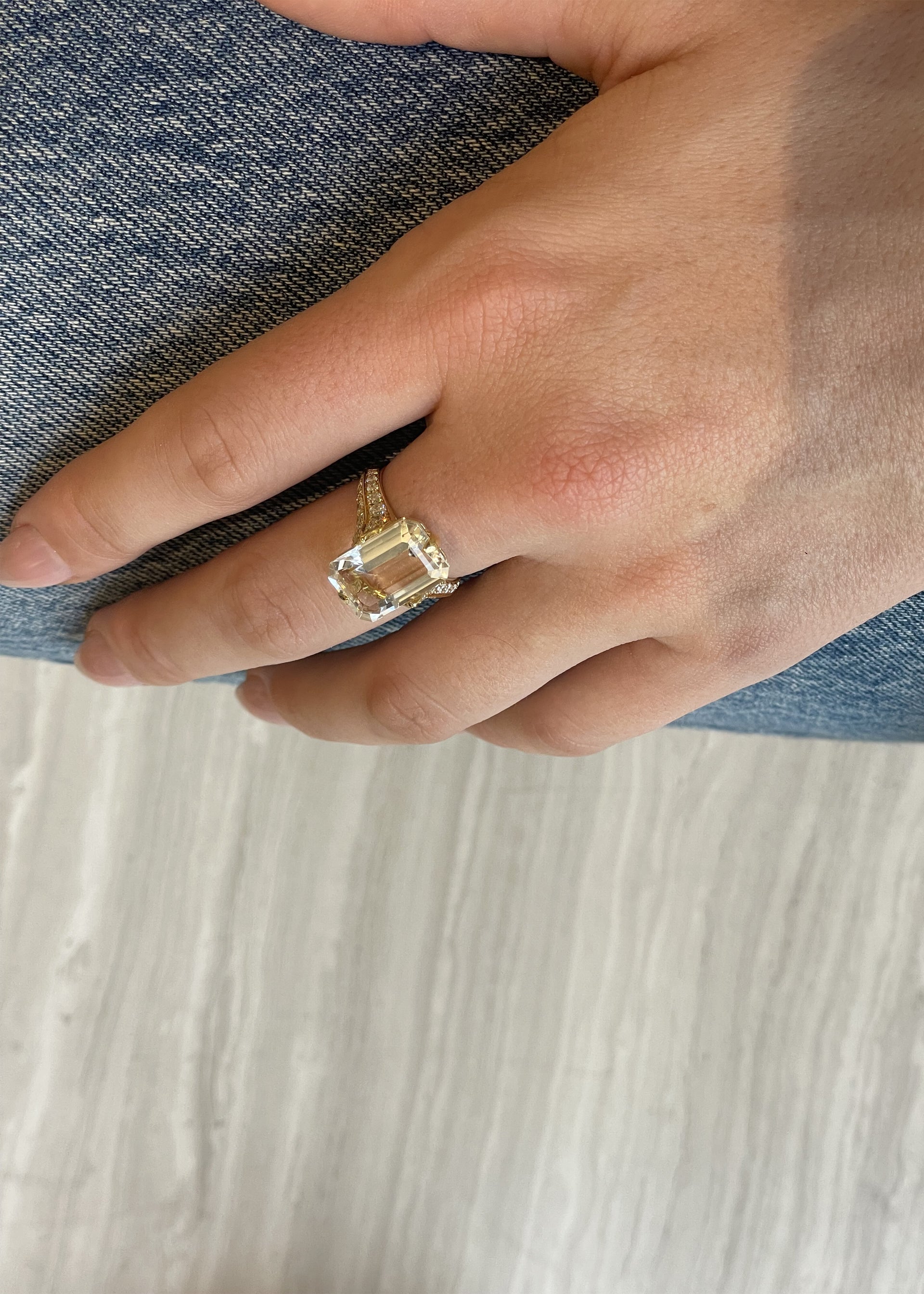 Yellow gold-Rock Crystal with Diamond