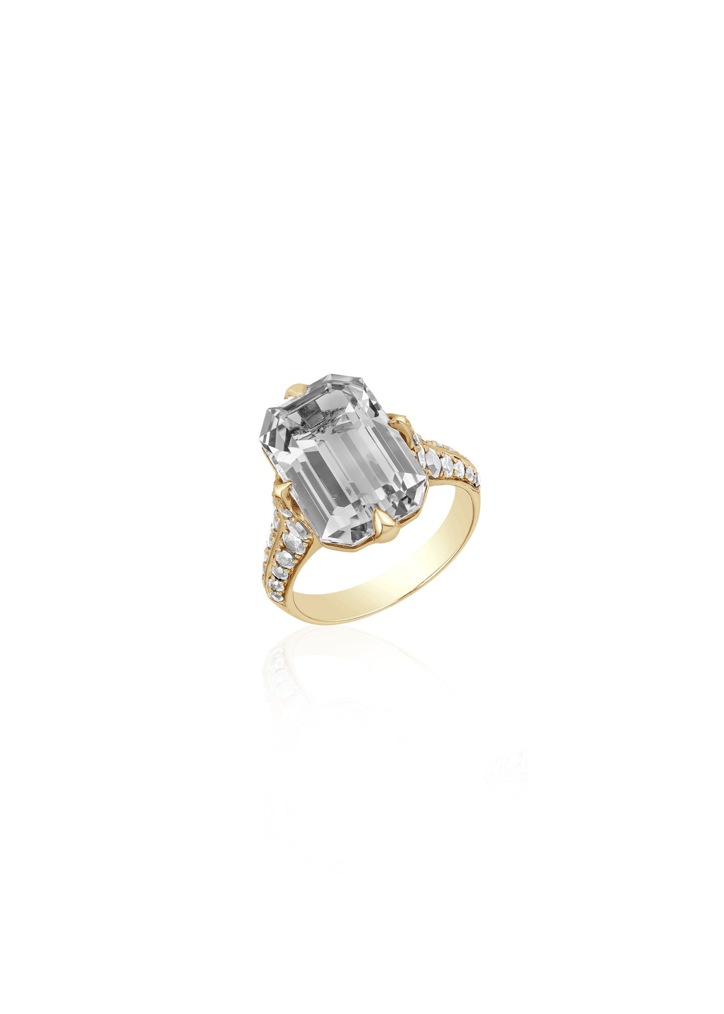 Yellow gold-Rock Crystal with Diamond