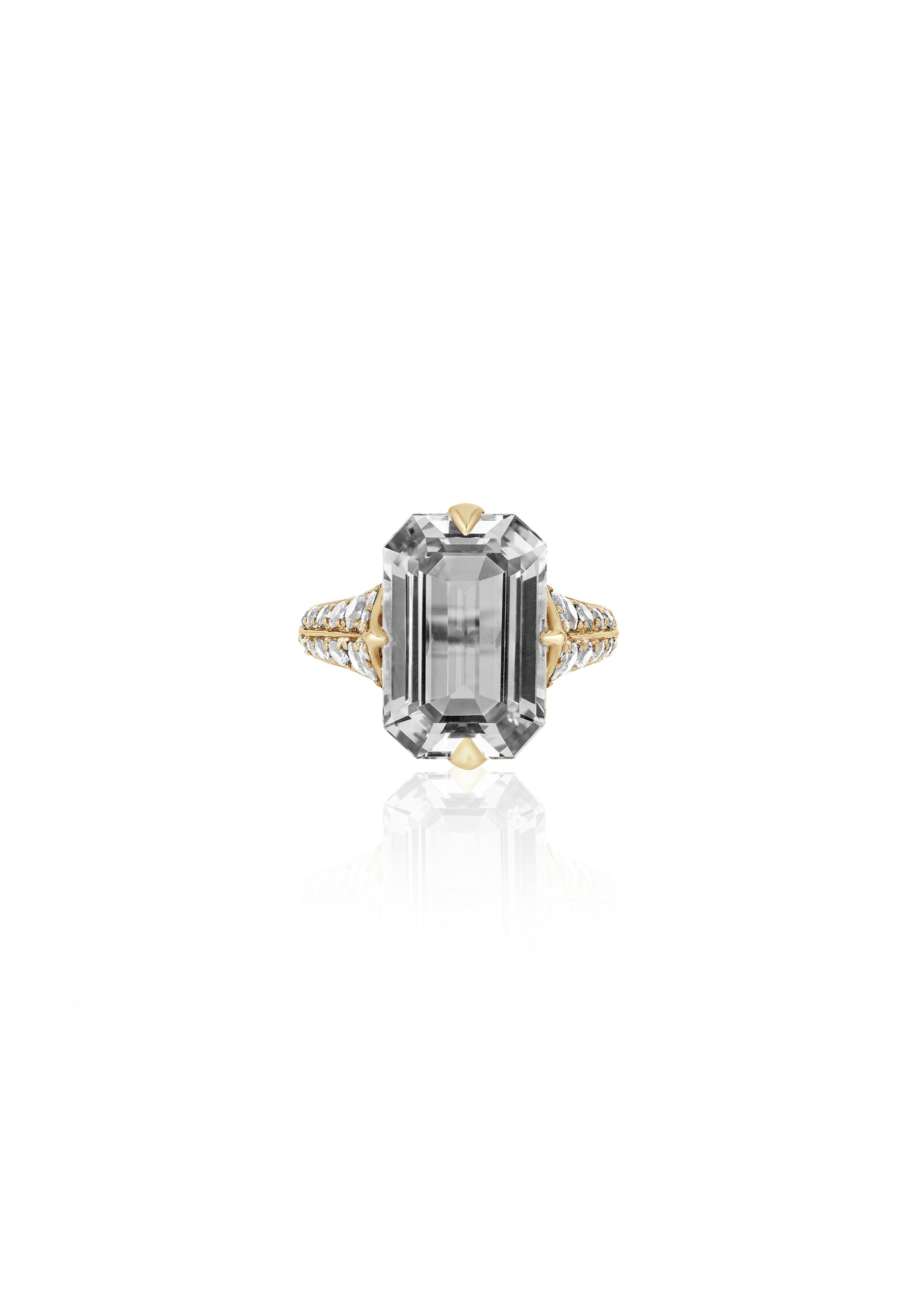 Yellow gold-Rock Crystal with Diamond