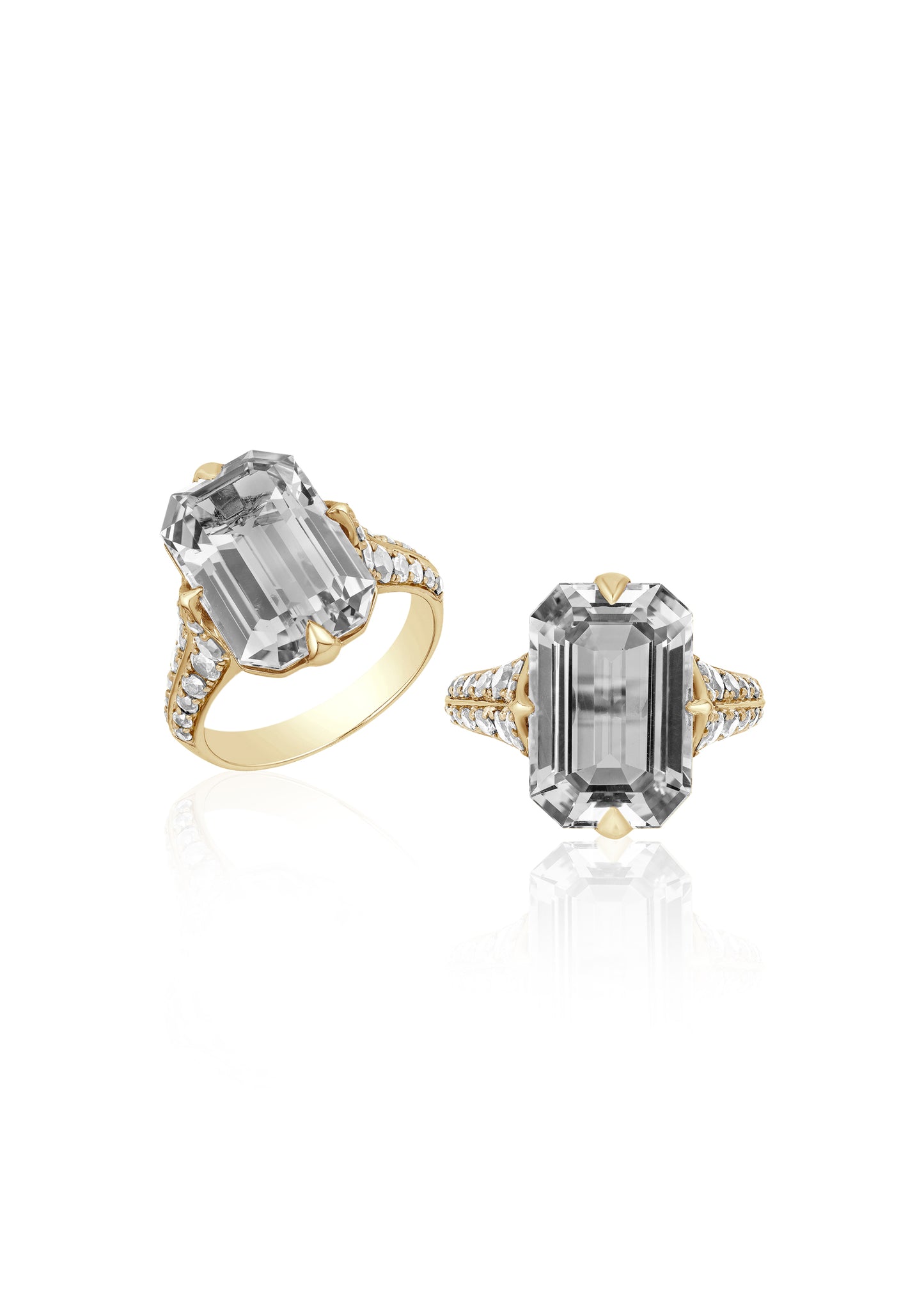 Yellow gold-Rock Crystal with Diamond