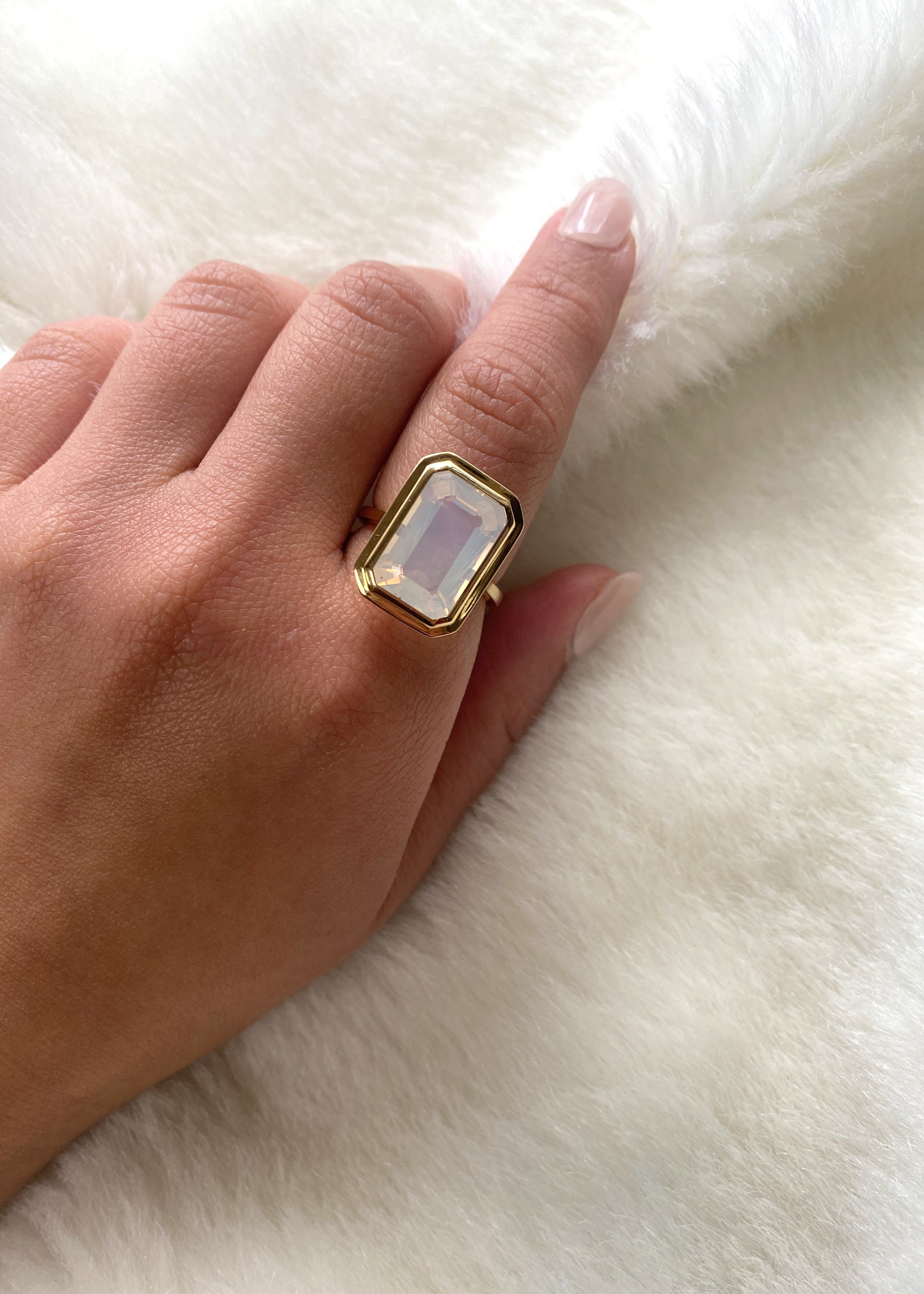 Yellow gold-Moon Quartz