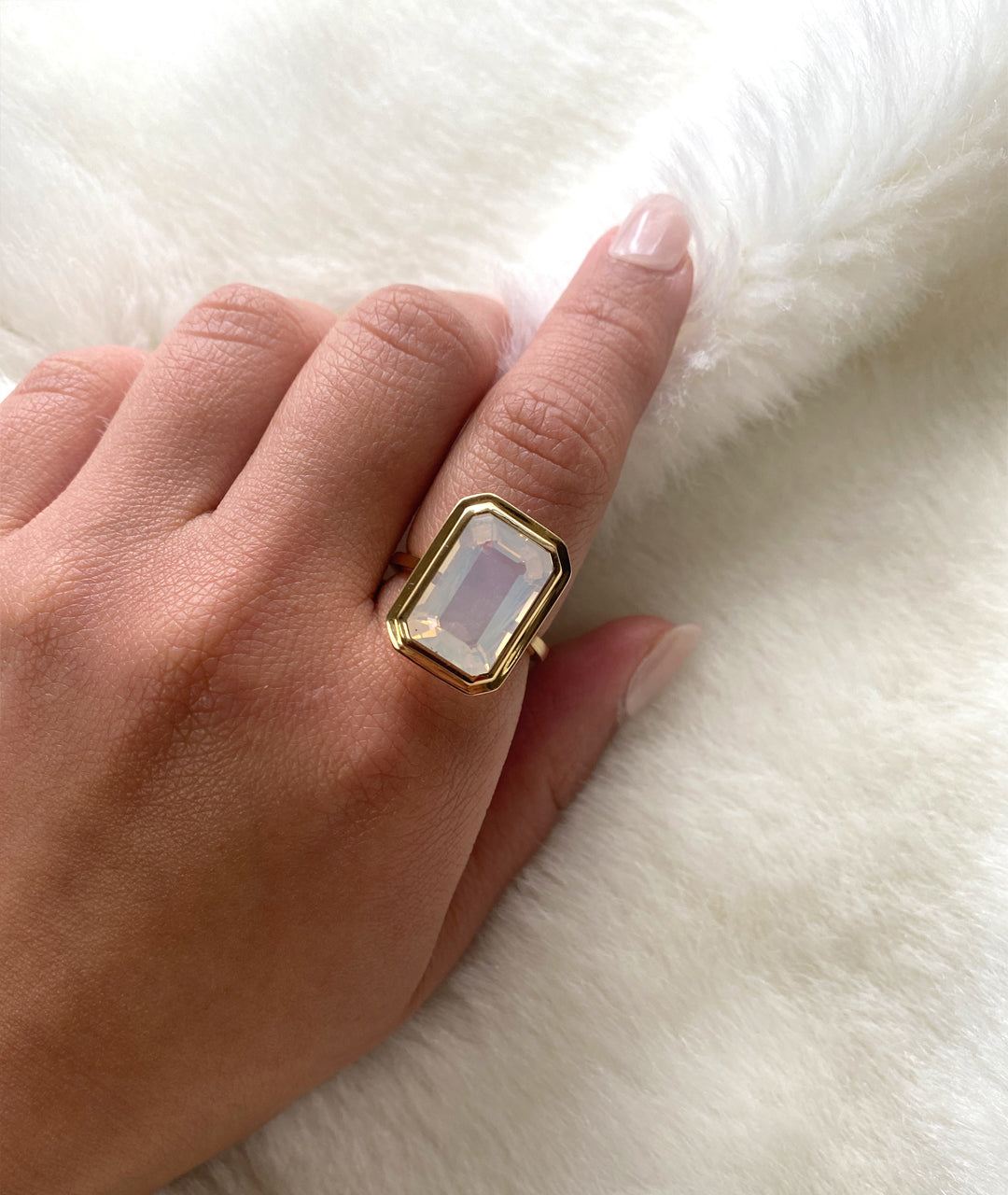 Yellow gold-Moon Quartz