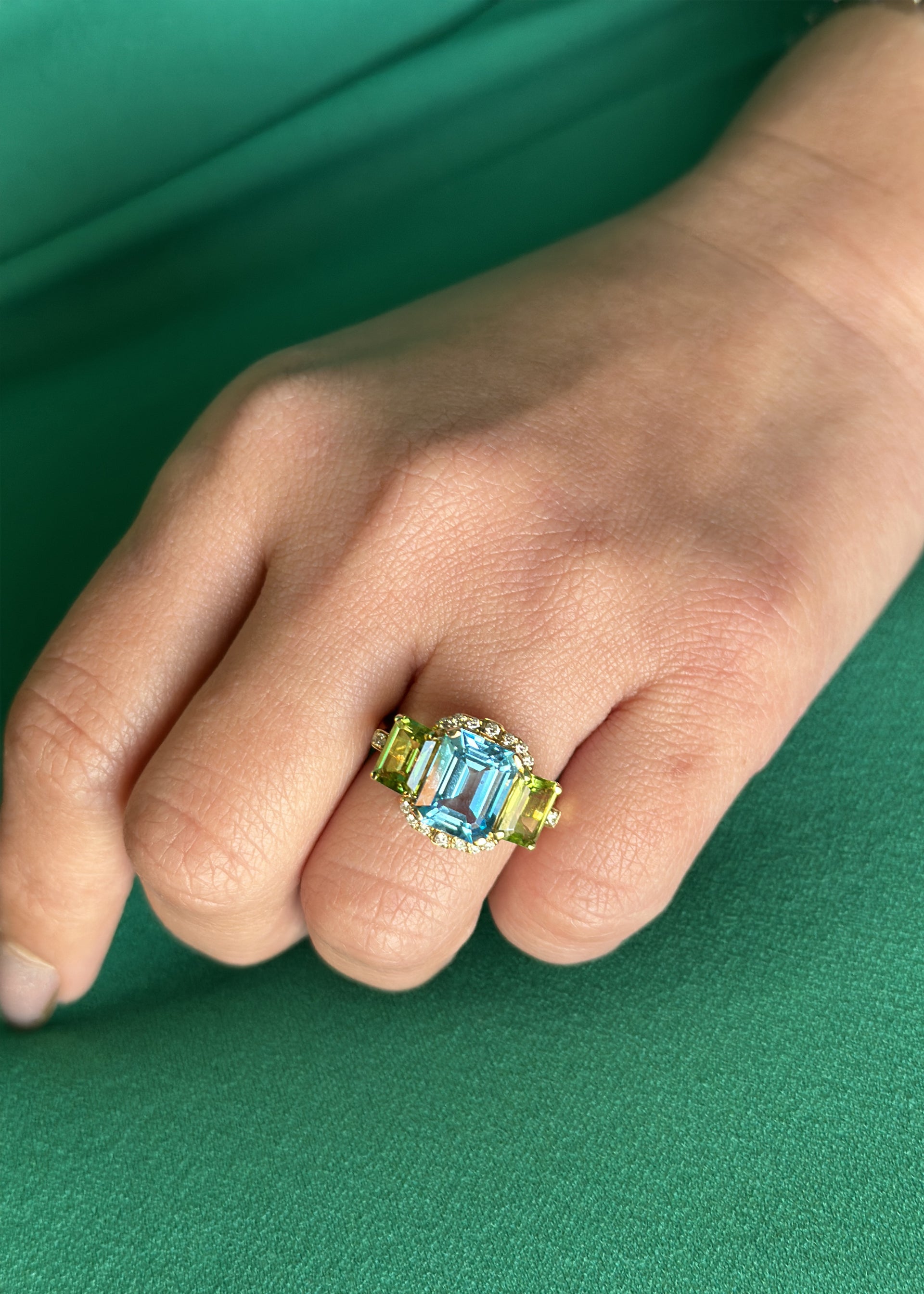 Blue Topaz with Peridot