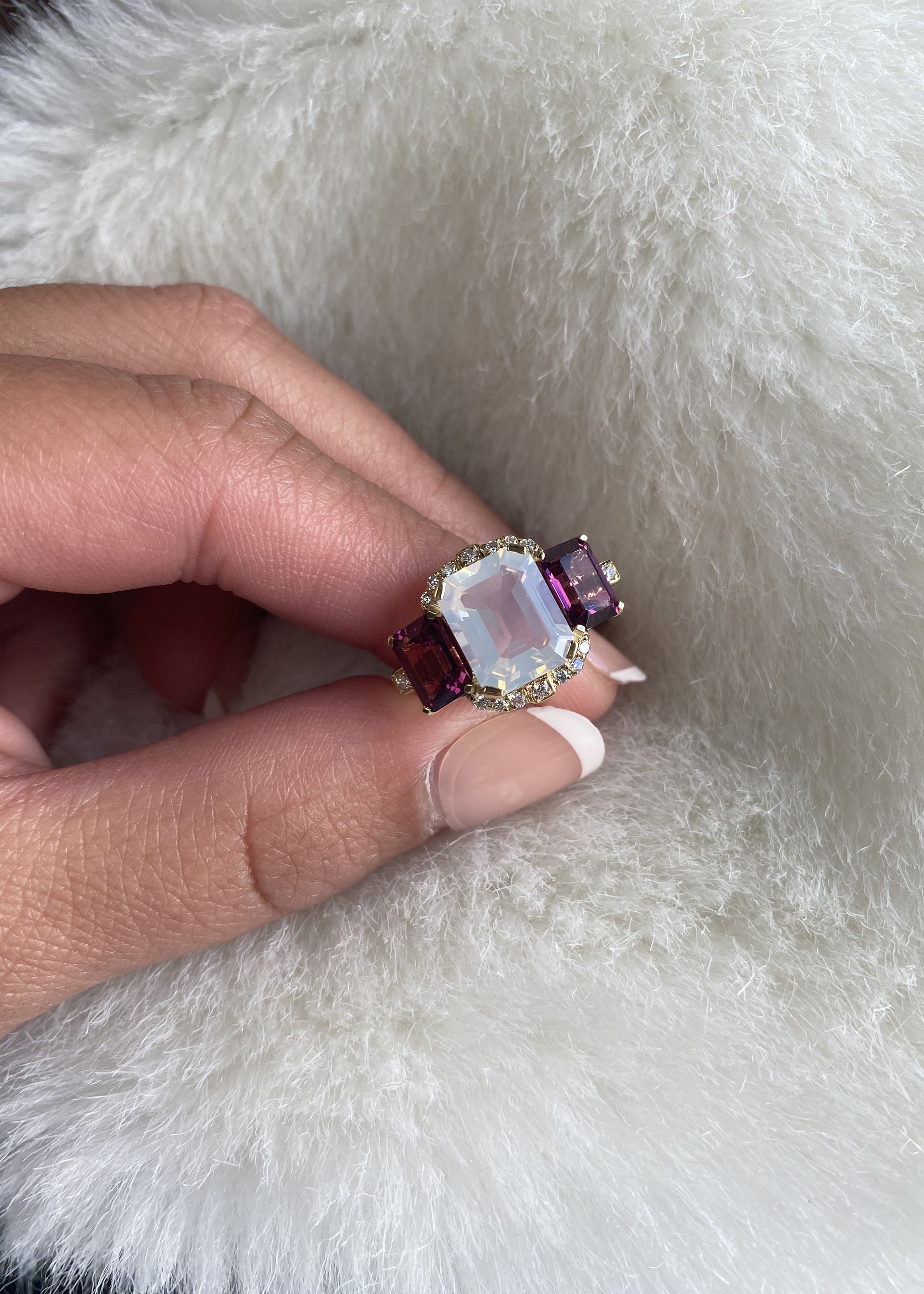 Moon Quartz with Garnet