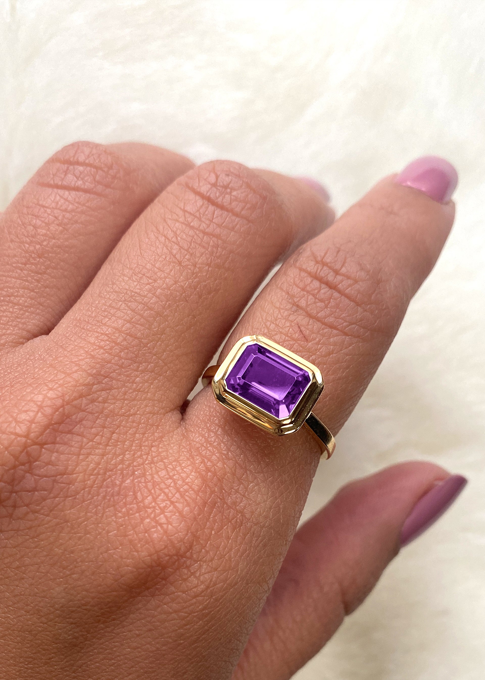 Yellow gold-Amethyst