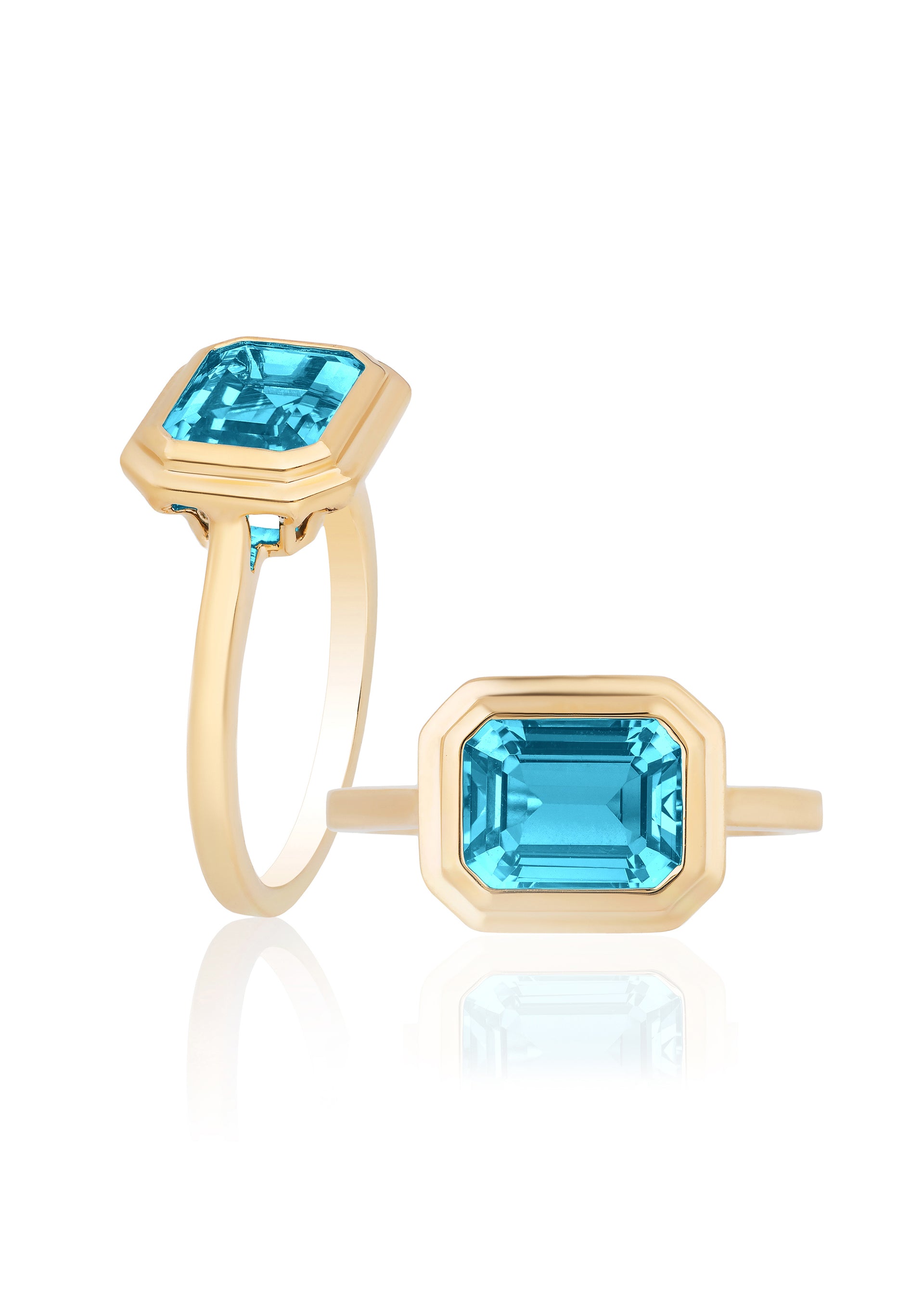 Yellow gold-Blue Topaz