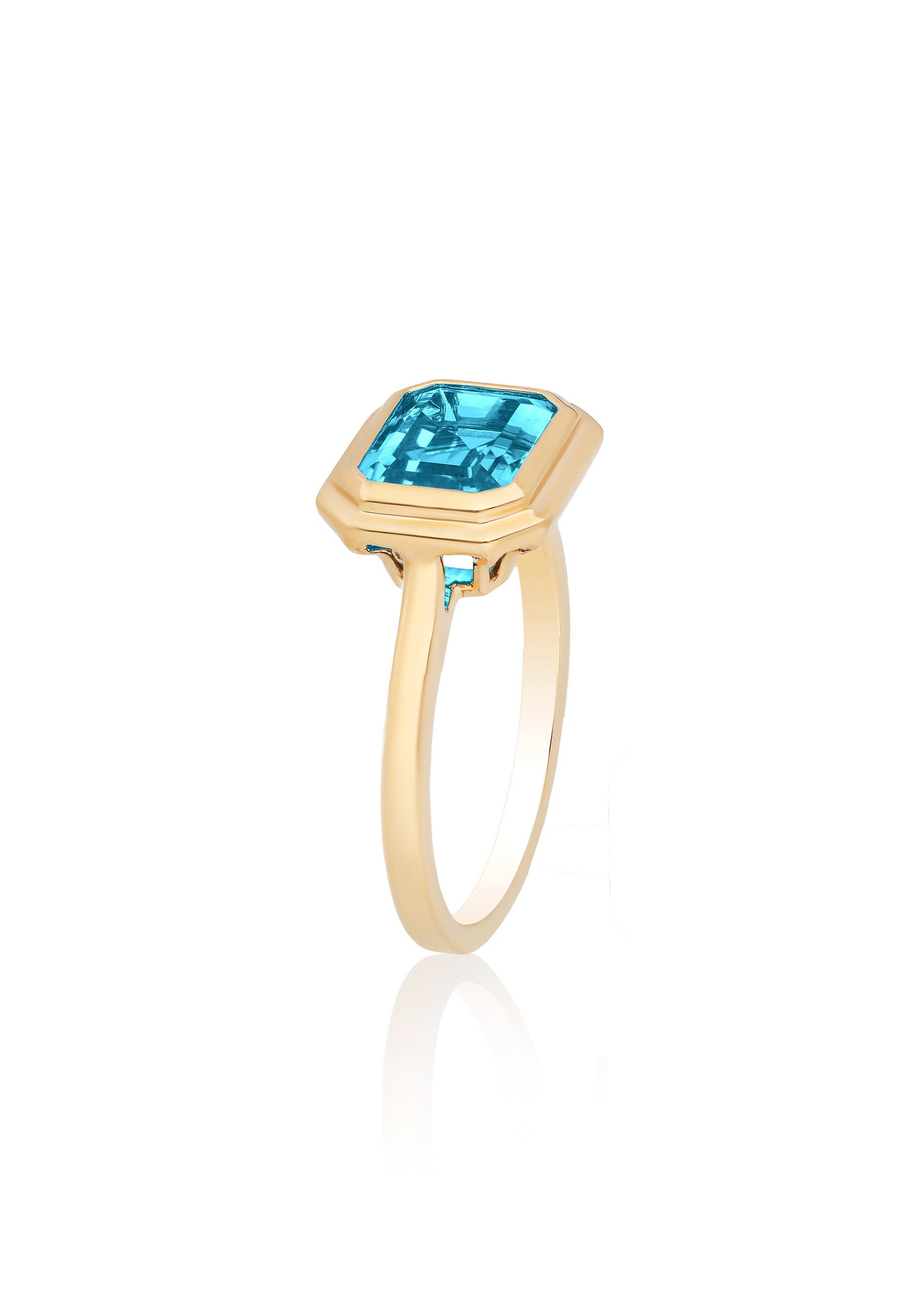Yellow gold-Blue Topaz