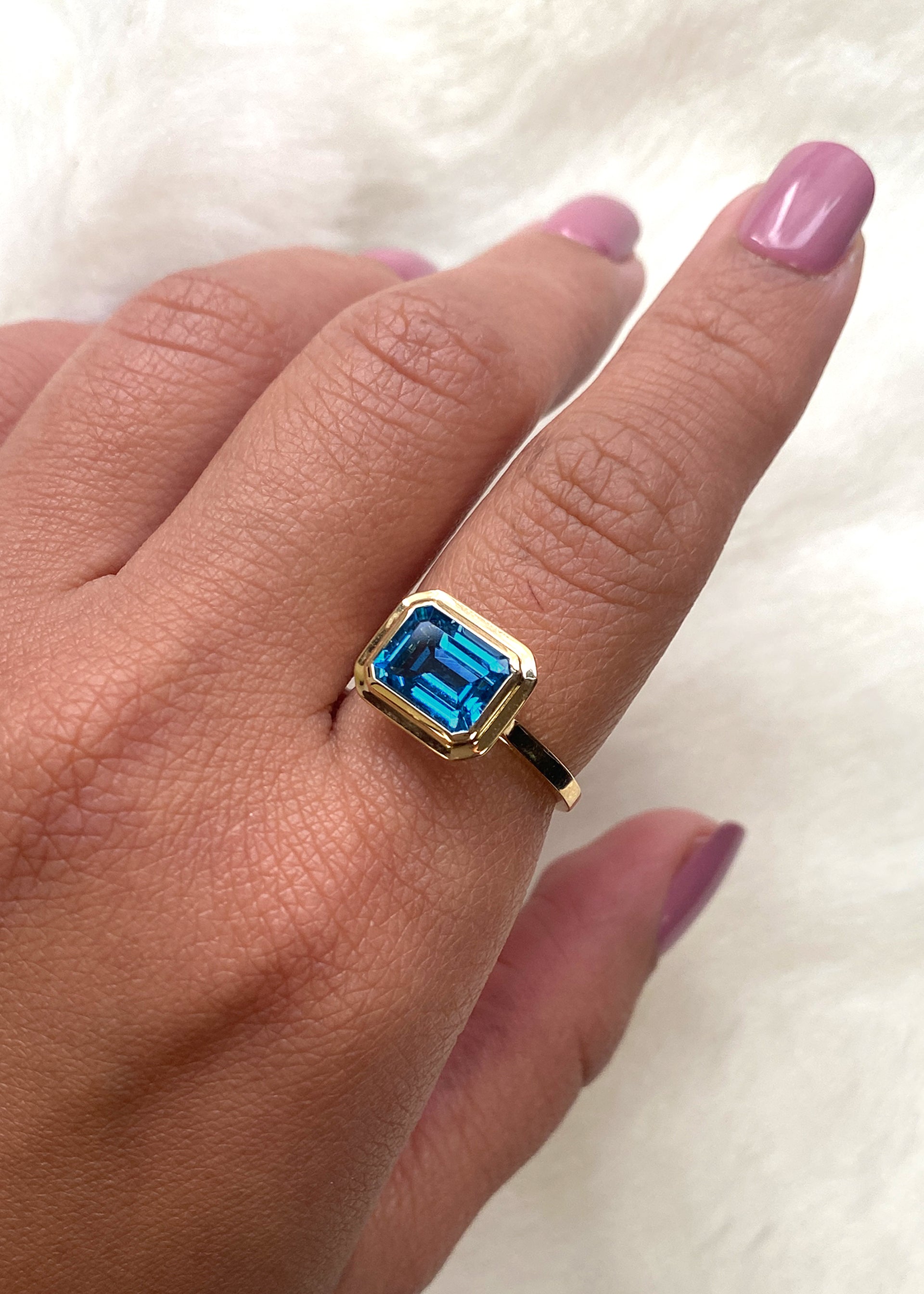 Yellow gold-London Blue Topaz