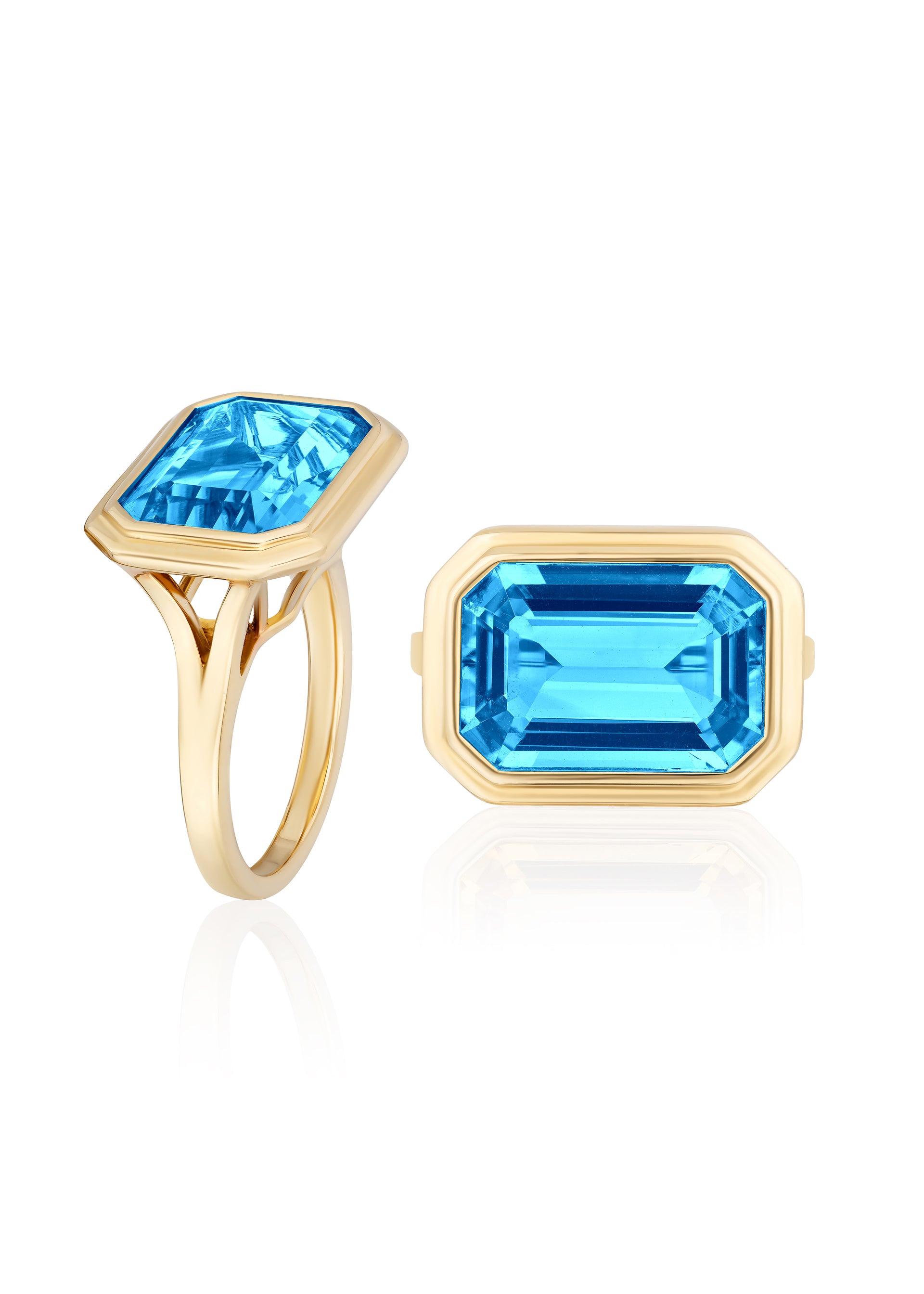 Yellow gold-Blue Topaz
