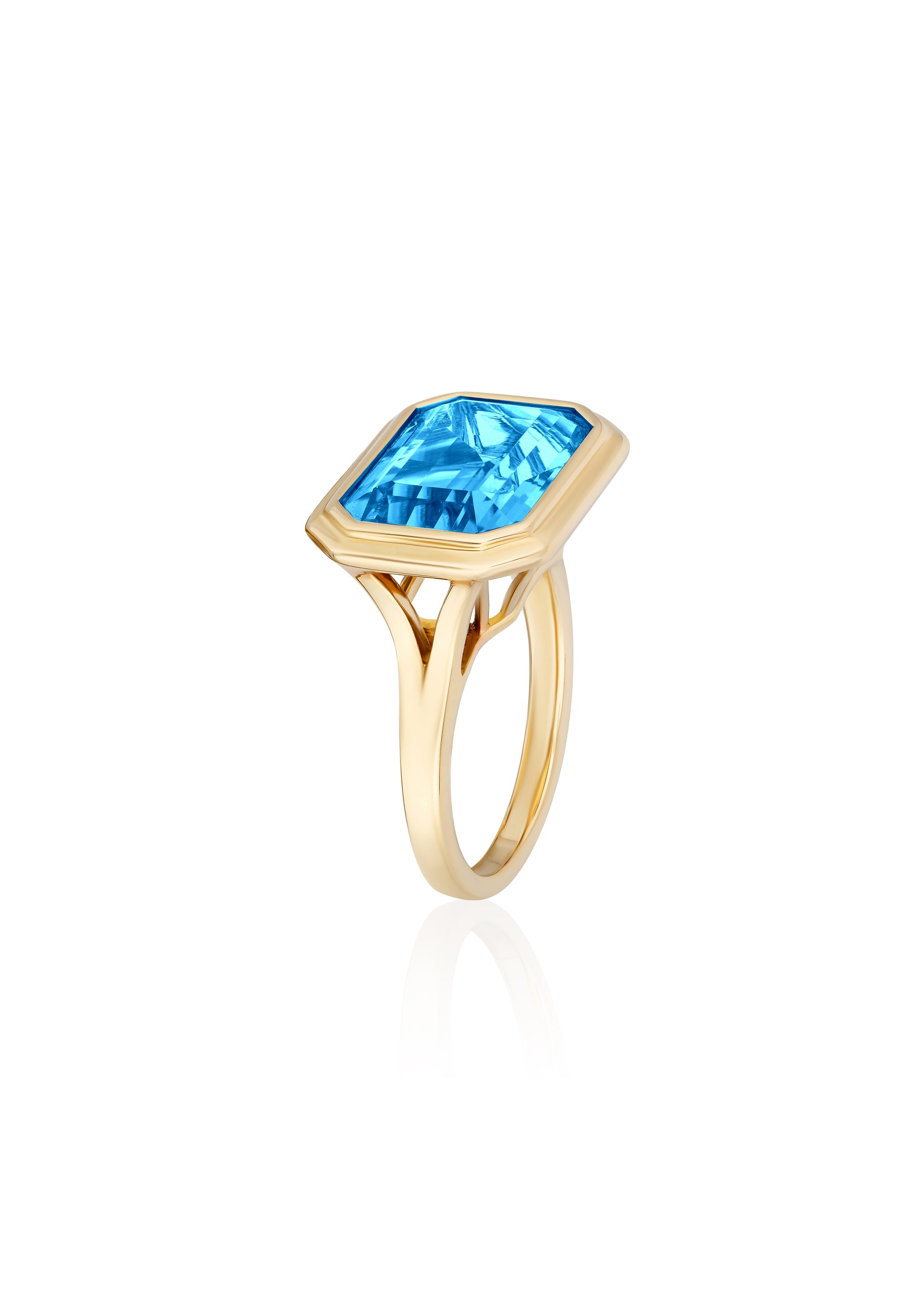 Yellow gold-Blue Topaz