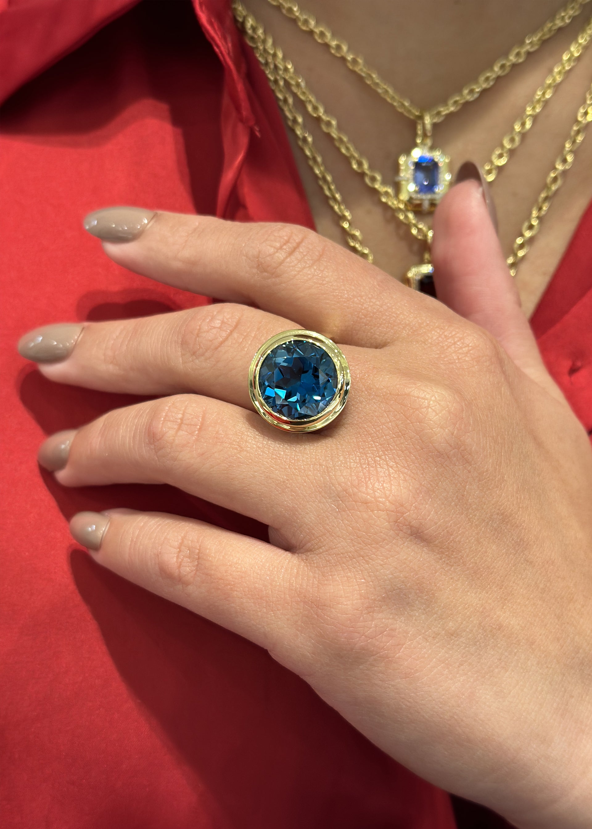 Yellow gold-London Blue Topaz