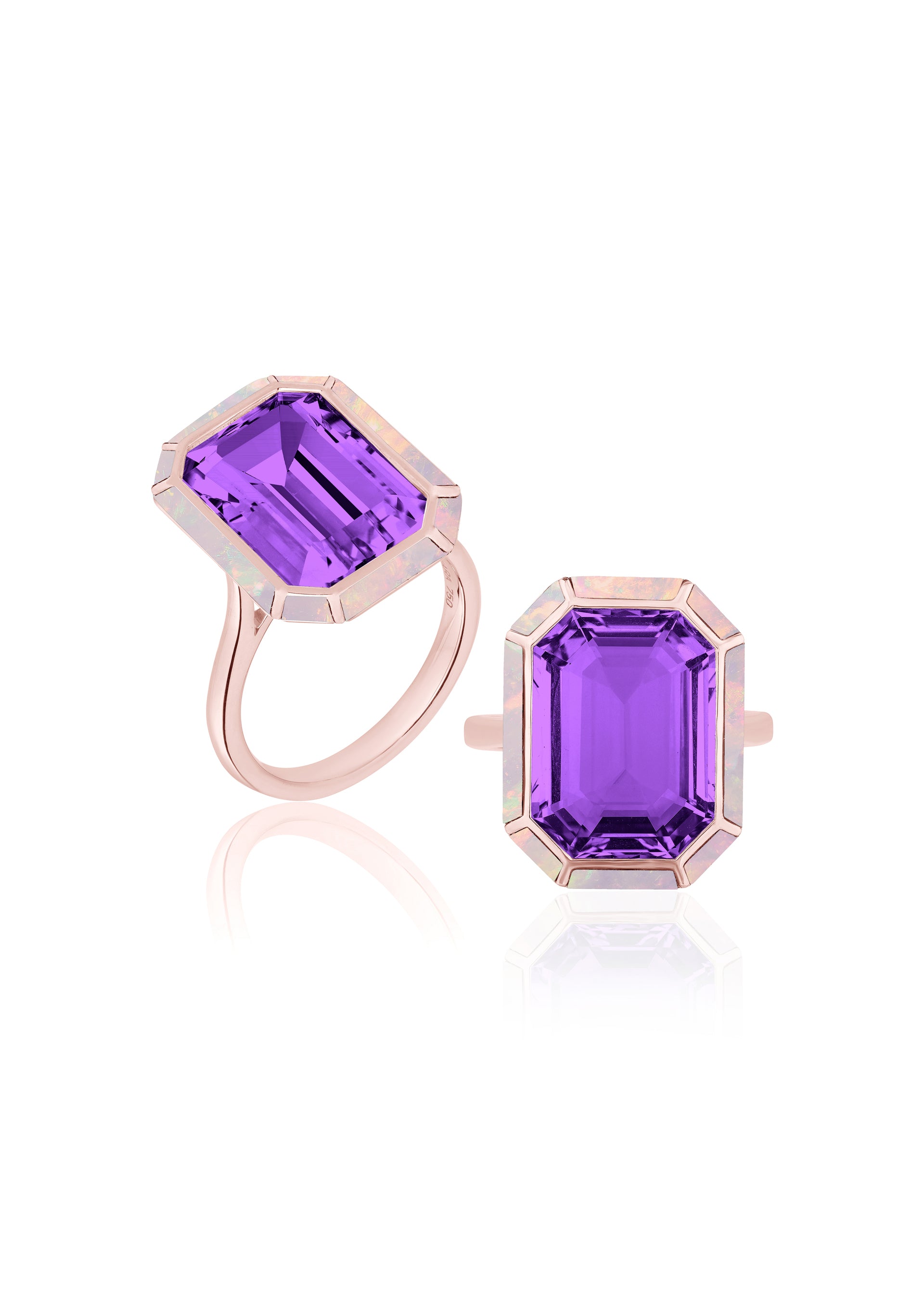Rose gold-Amethyst with Pink Opal