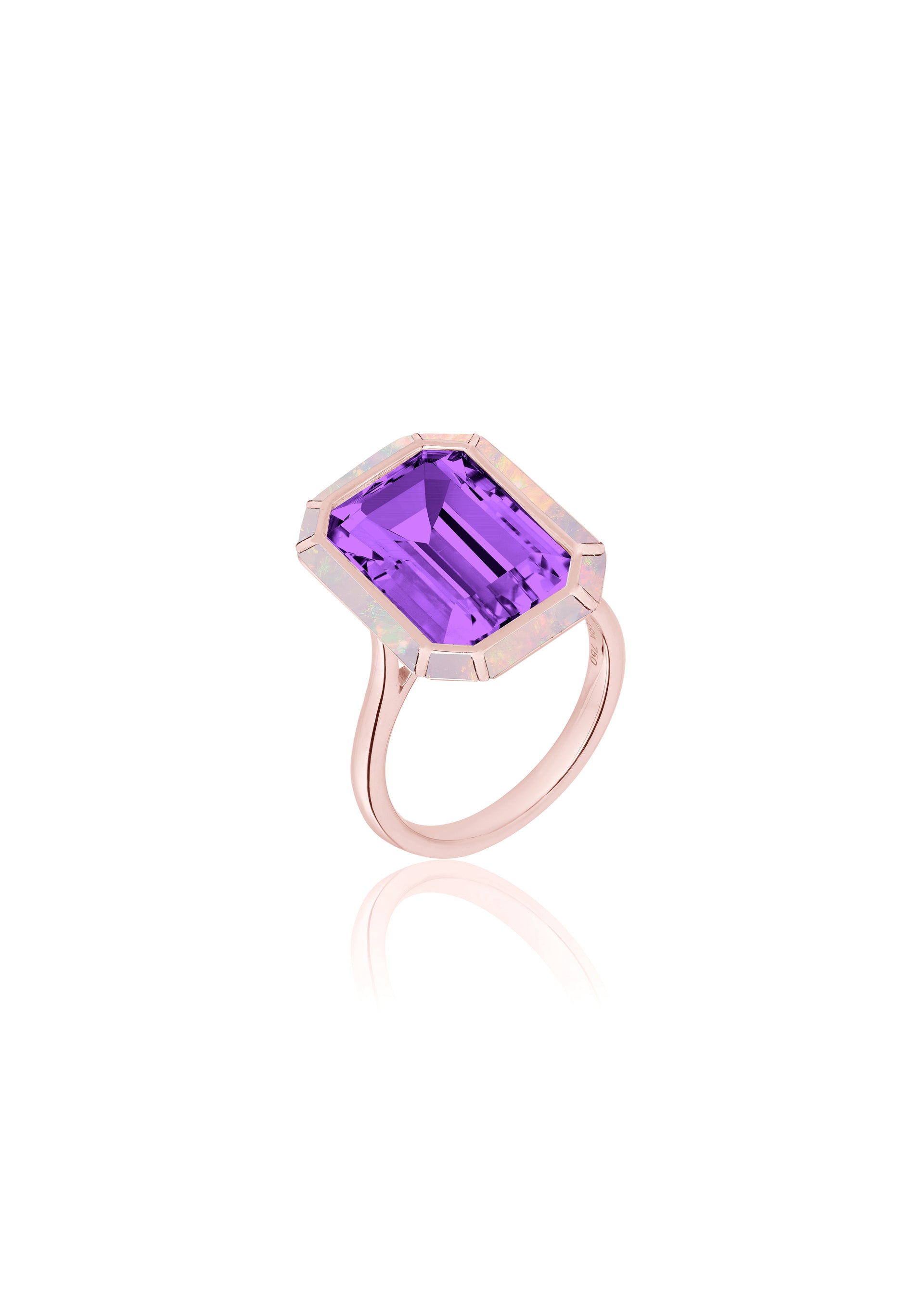 Rose gold-Amethyst with Pink Opal