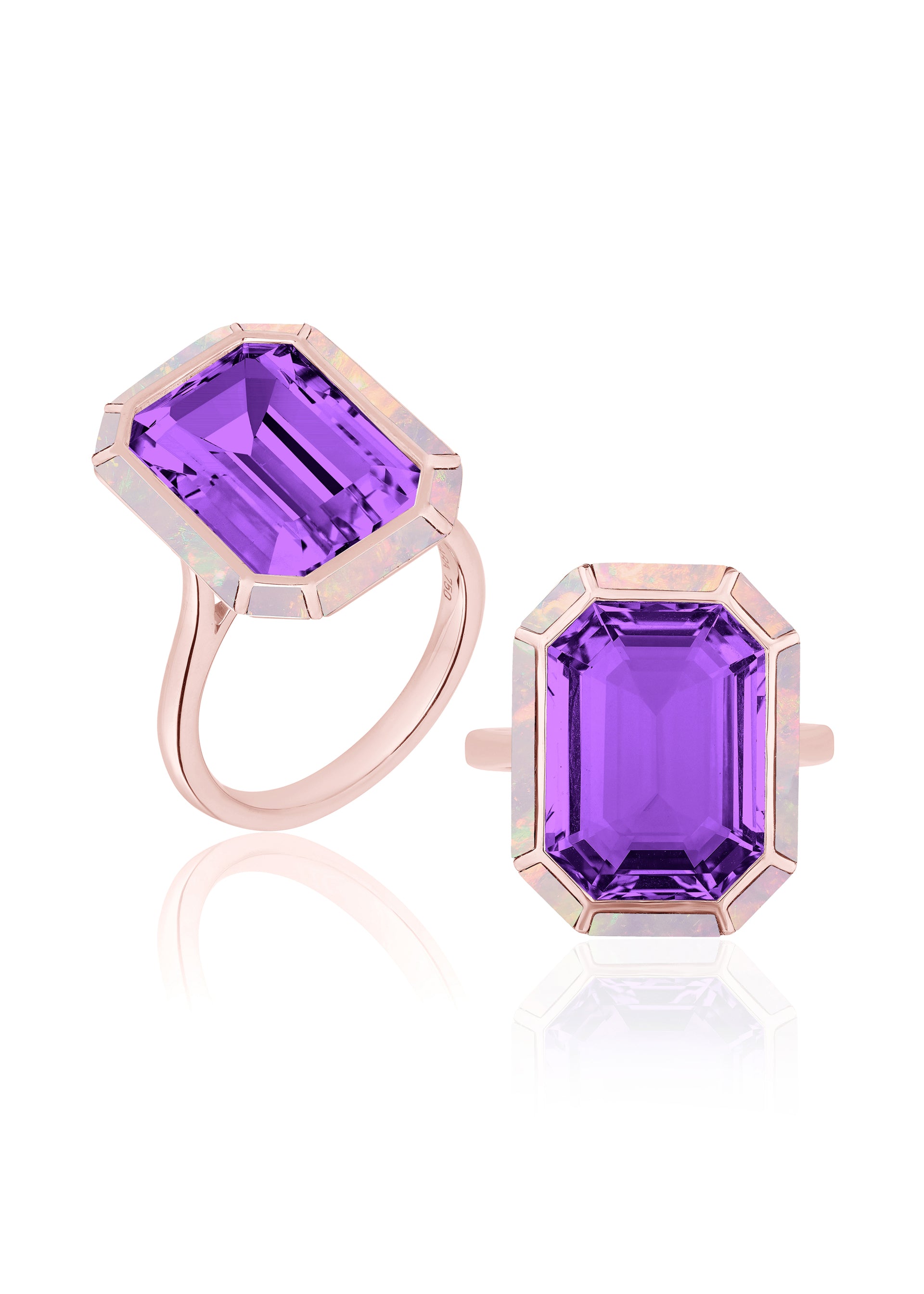 Rose gold-Amethyst with Pink Opal