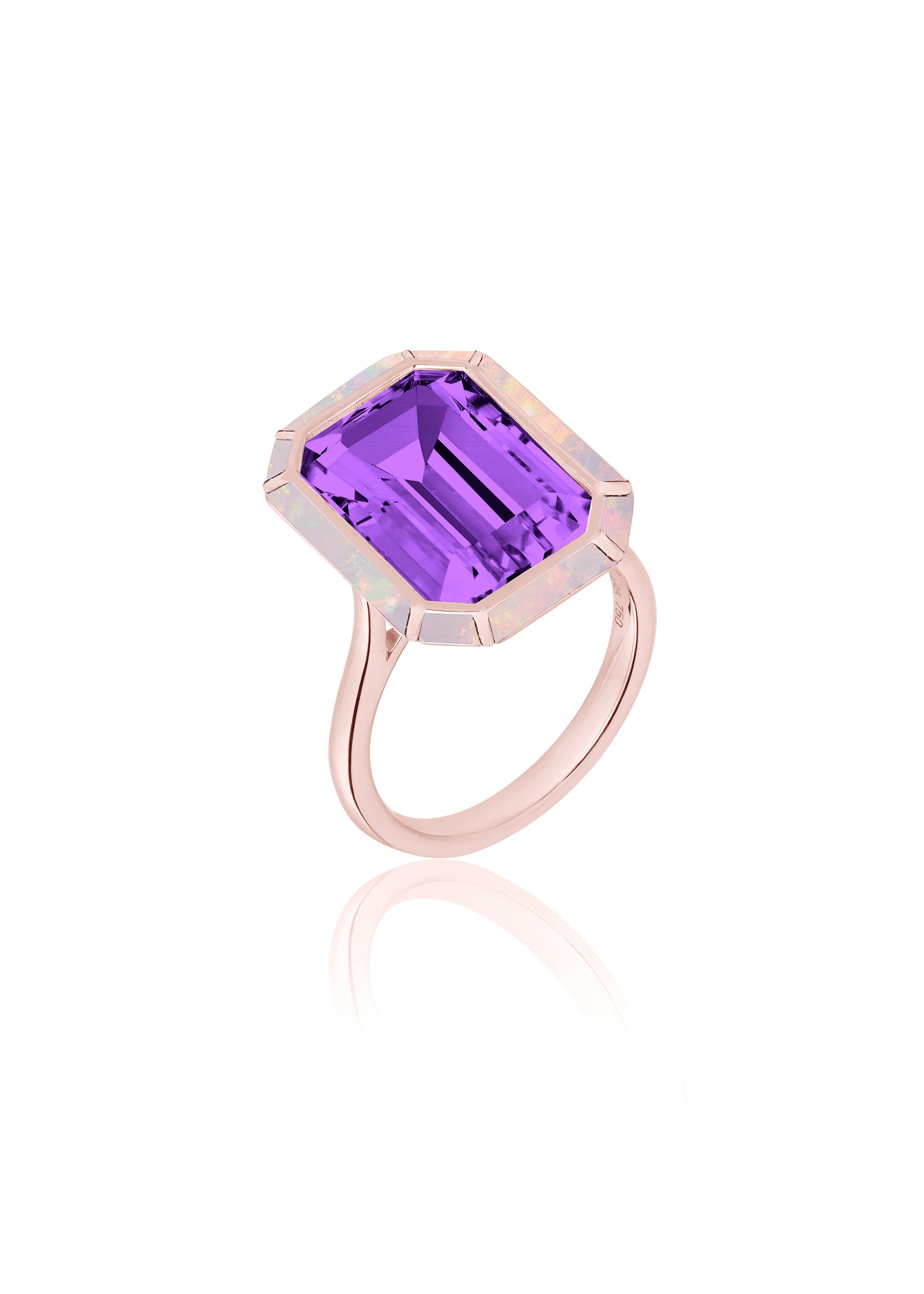 Rose gold-Amethyst with Pink Opal