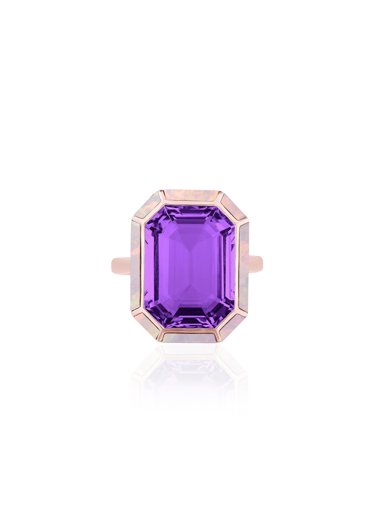 Rose gold-Amethyst with Pink Opal
