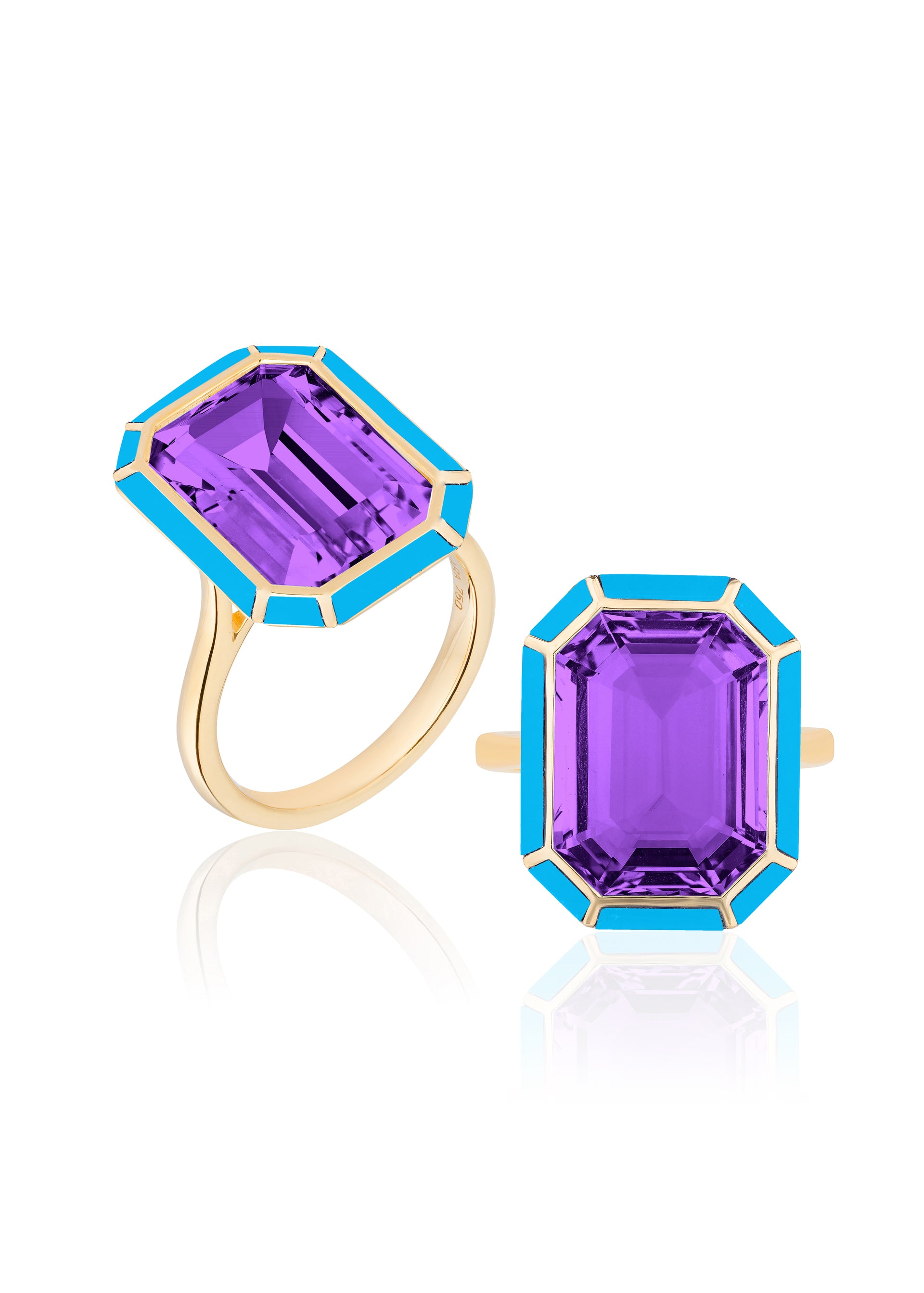 Yellow gold-Amethyst with Turquoise