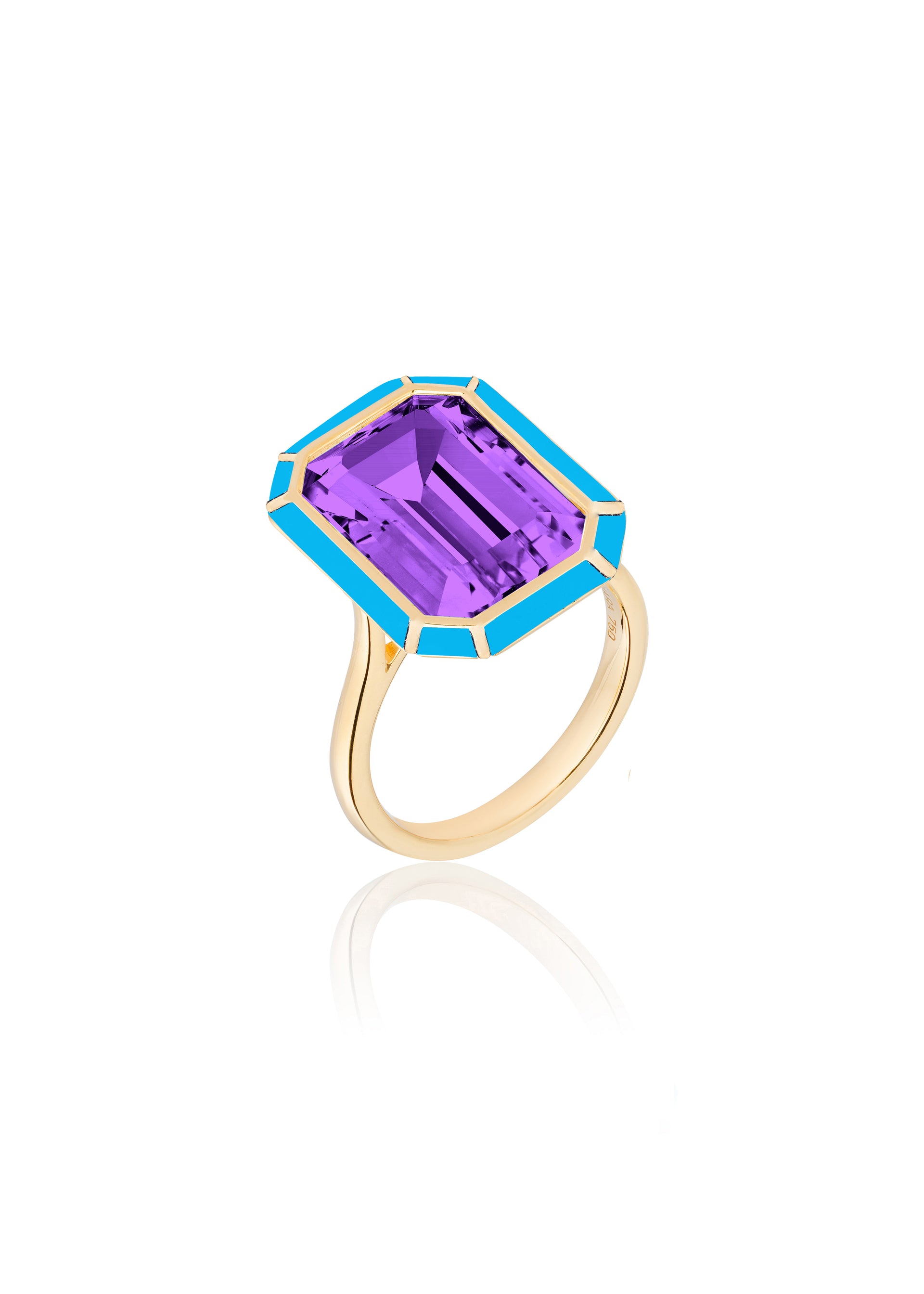 Yellow gold-Amethyst with Turquoise