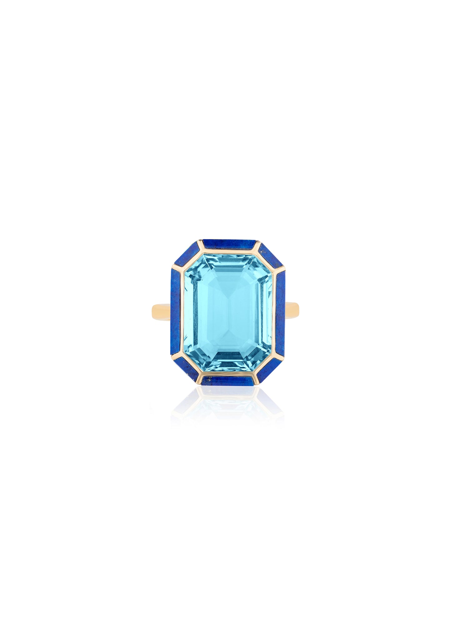 Yellow gold-Blue Topaz with Lapis