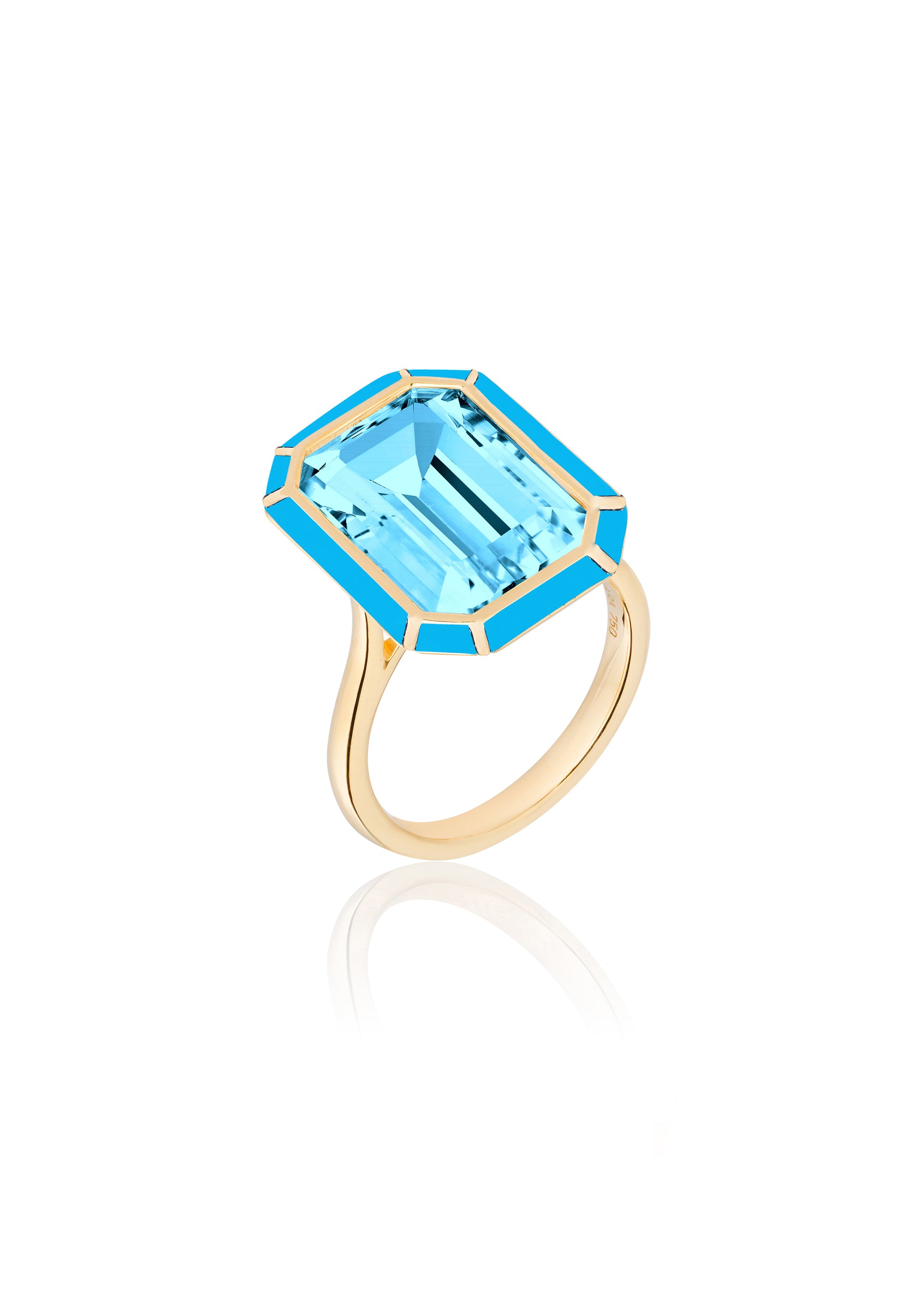 Yellow gold-Blue Topaz with Turquoise