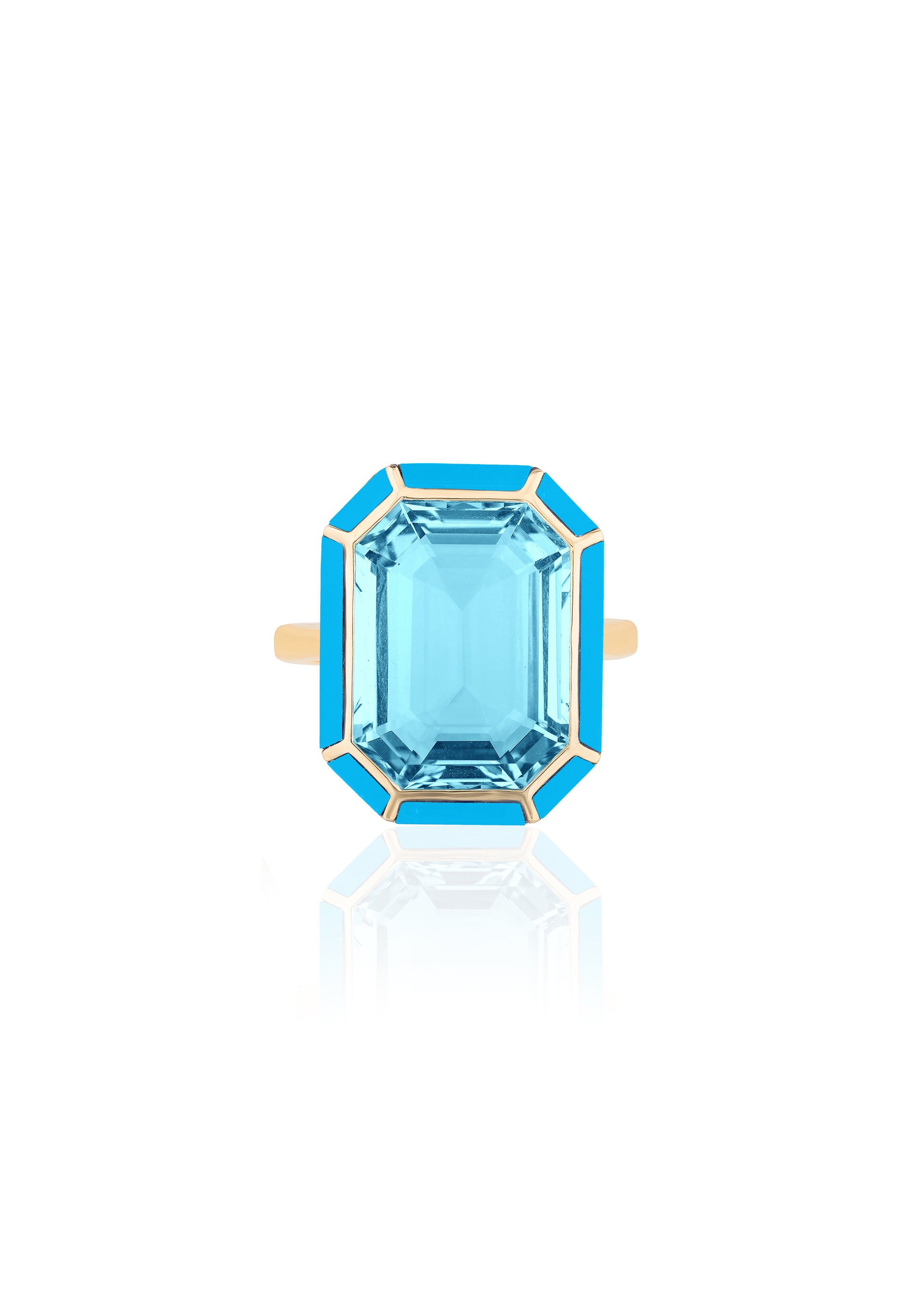 Yellow gold-Blue Topaz with Turquoise