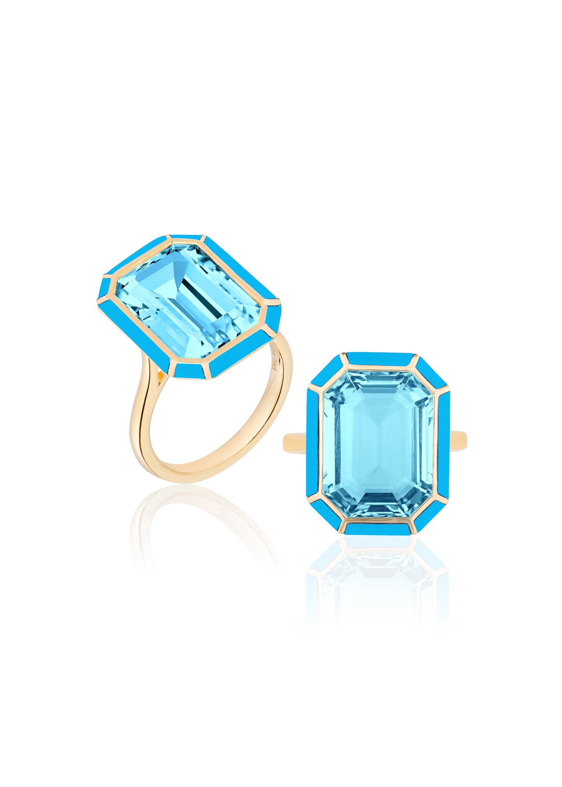 Yellow gold-Blue Topaz with Turquoise