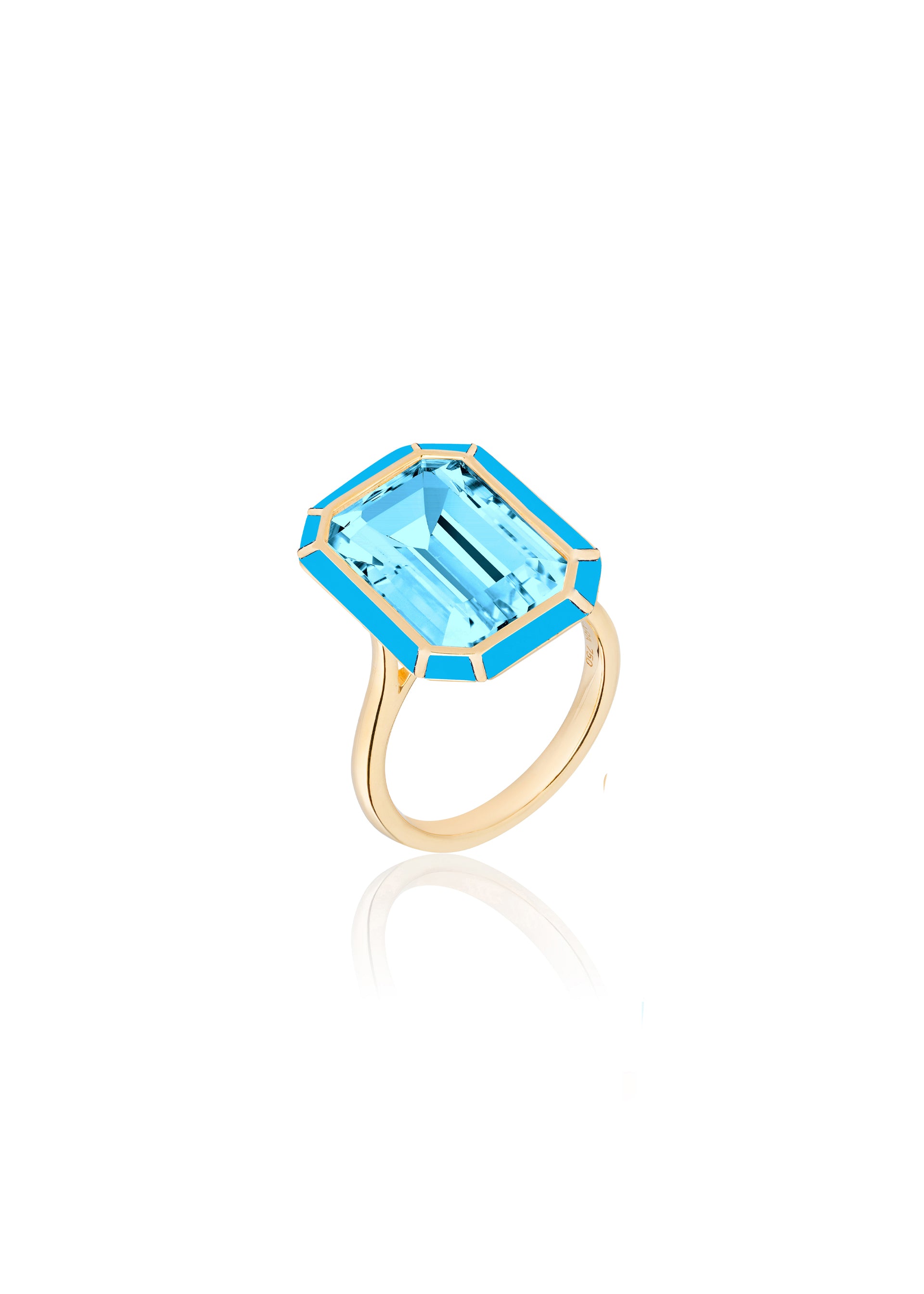 Yellow gold-Blue Topaz with Turquoise