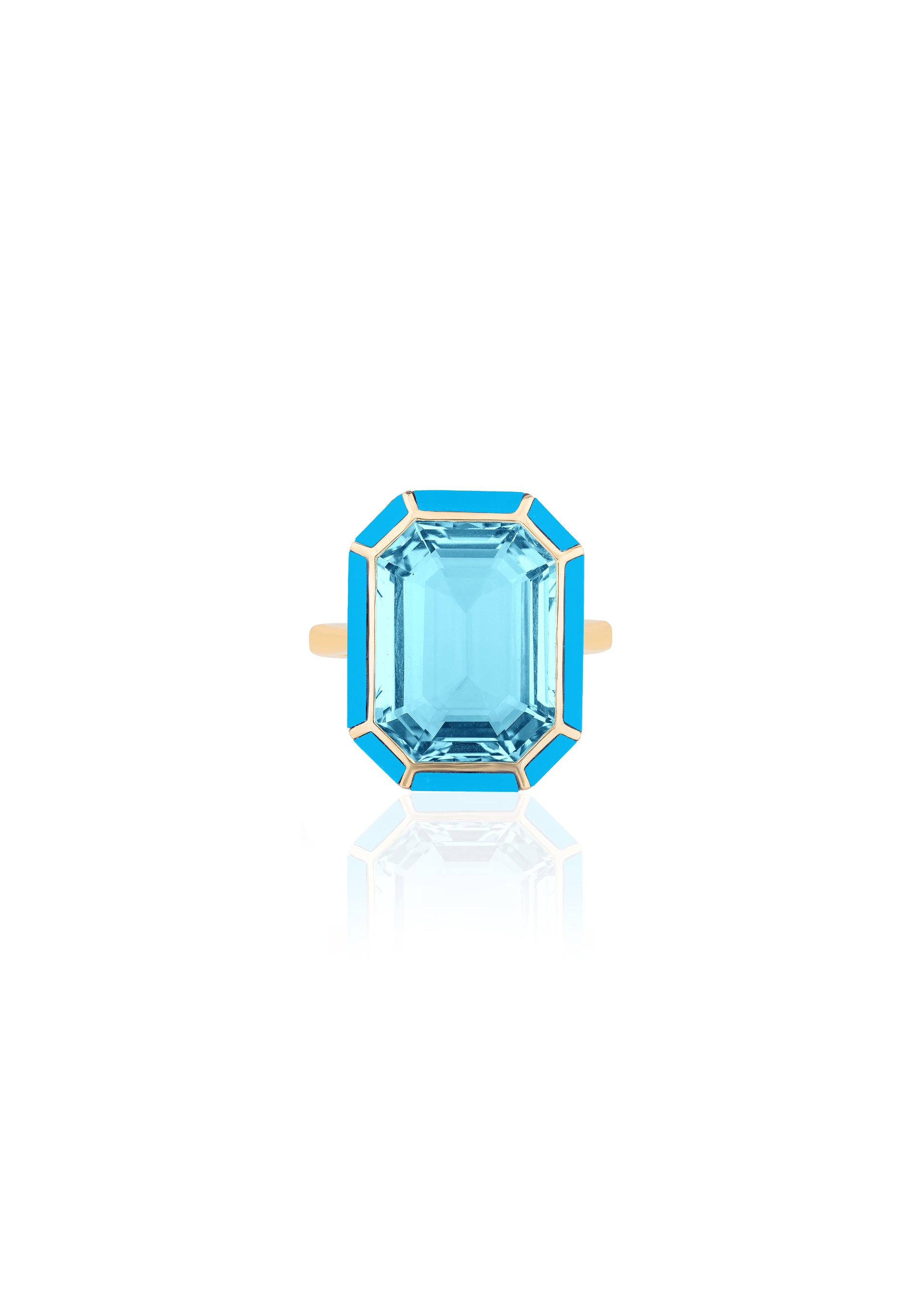 Yellow gold-Blue Topaz with Turquoise