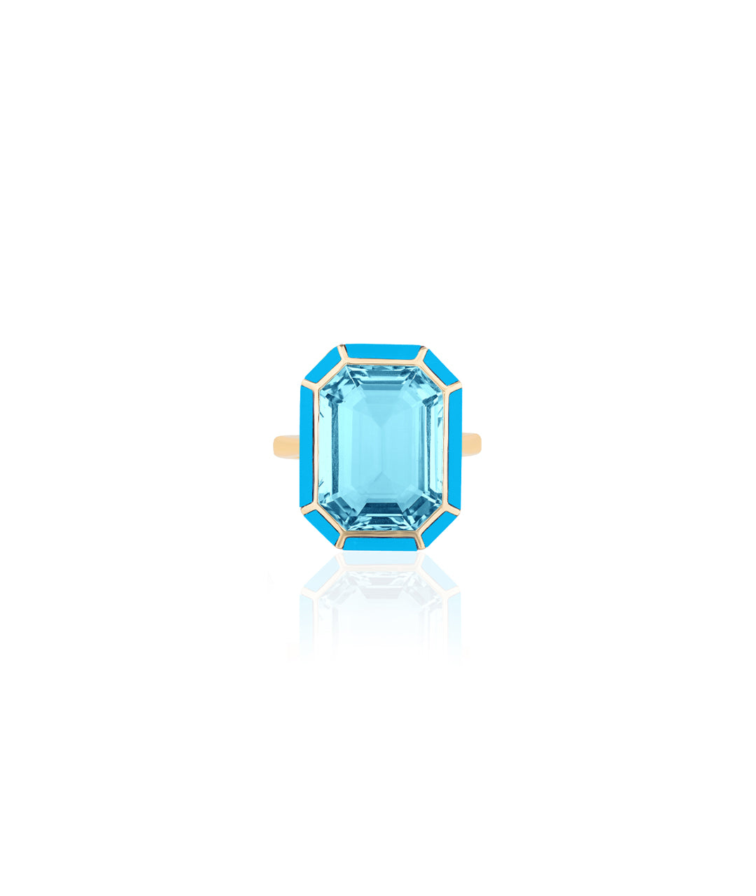 Yellow gold-Blue Topaz with Turquoise