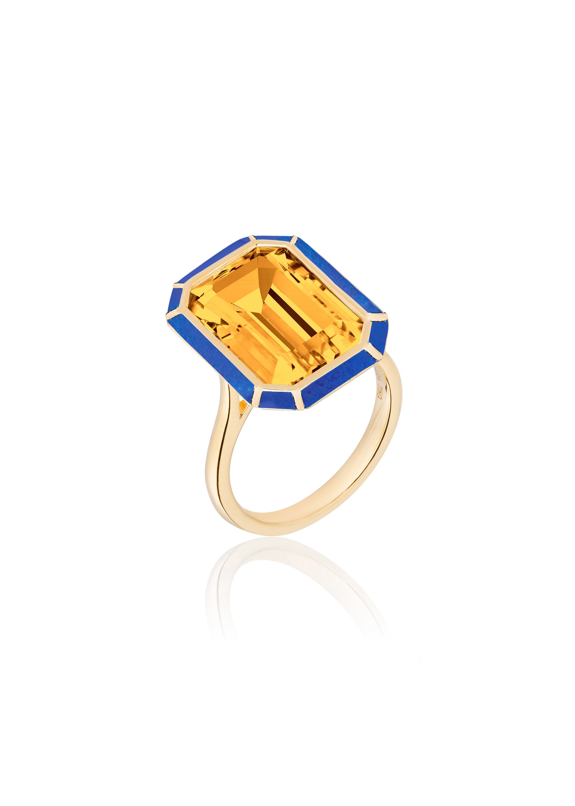 Yellow gold-Citrine with Lapis