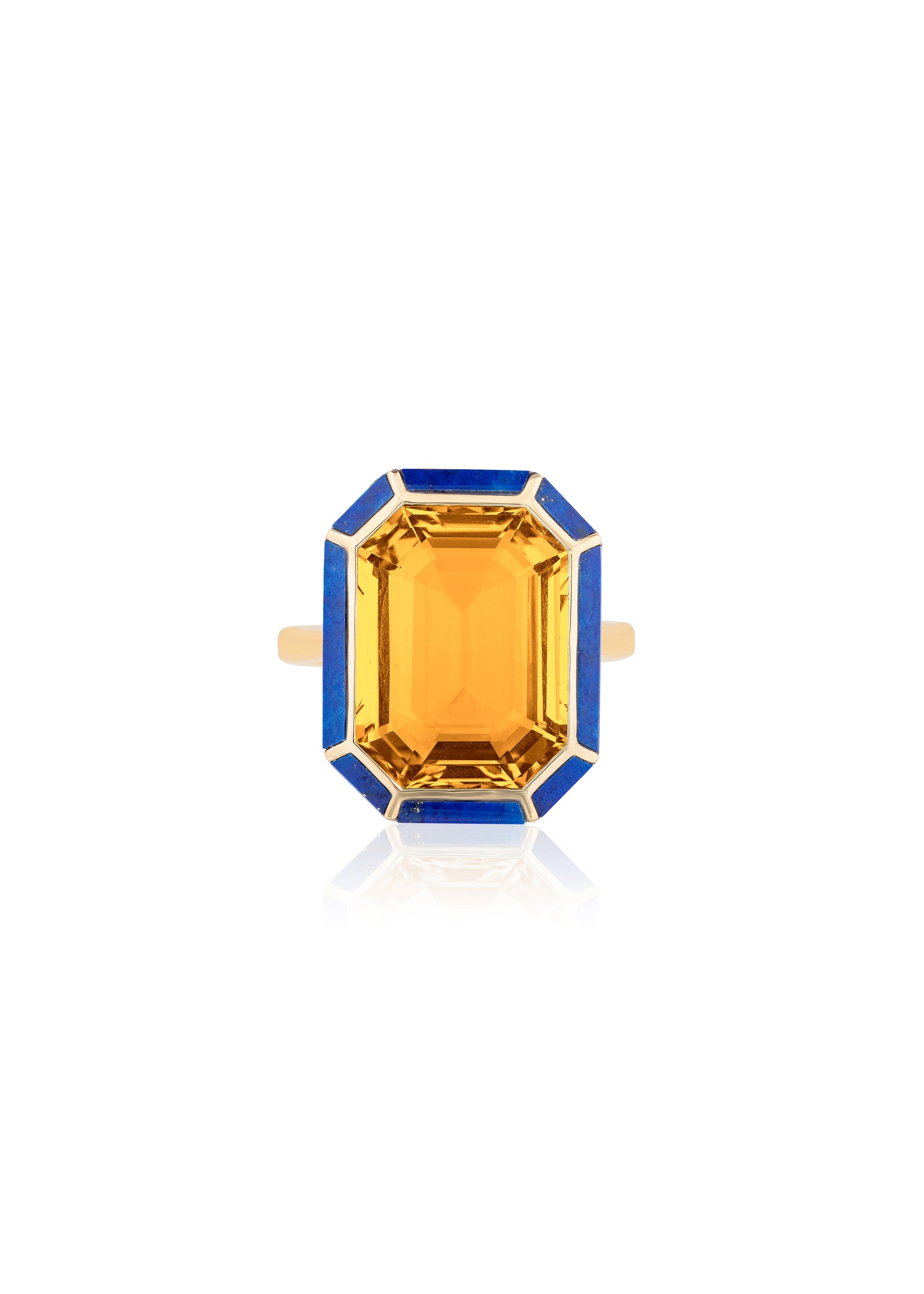 Yellow gold-Citrine with Lapis