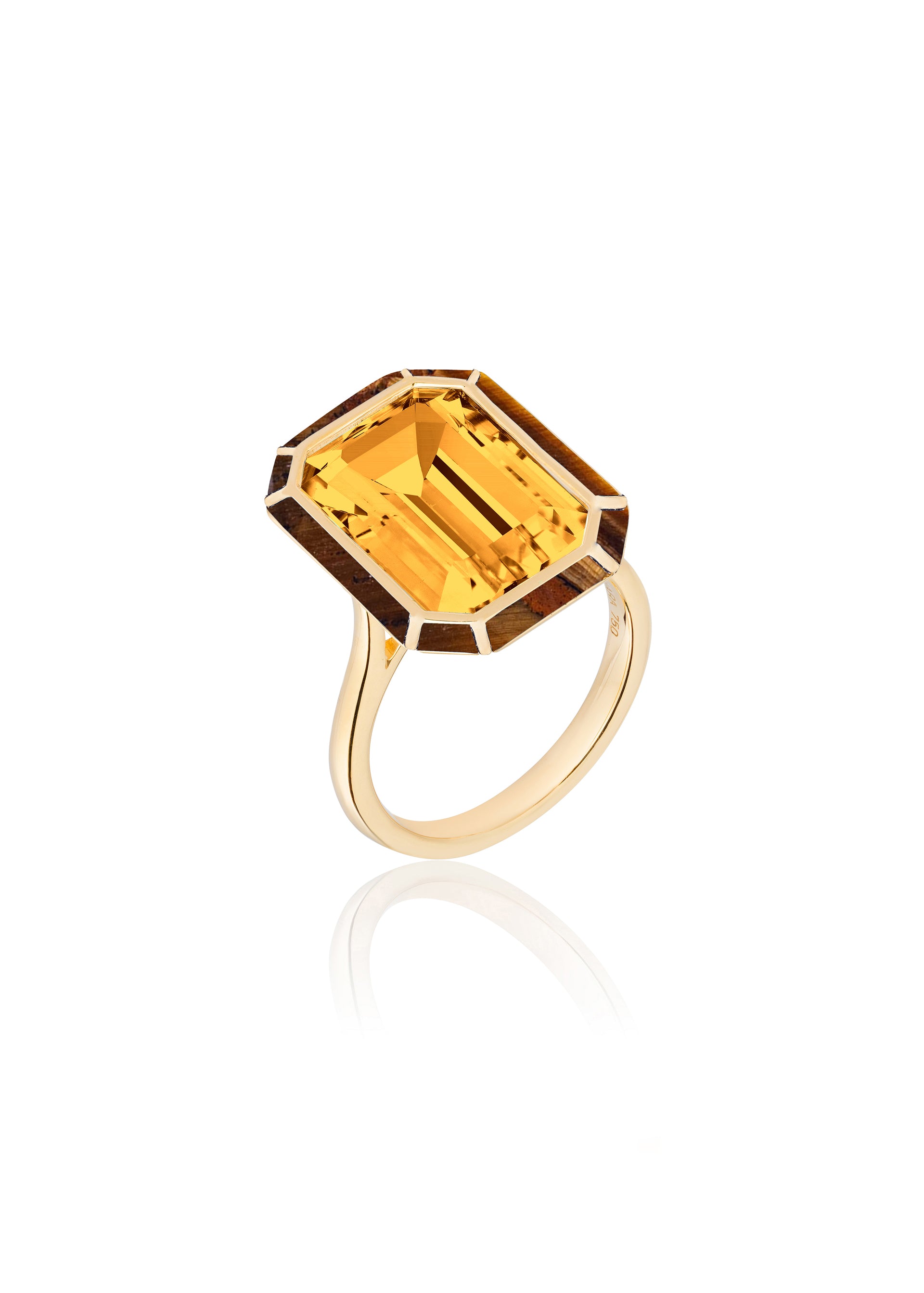 Yellow gold-Citrine with Tiger Eye