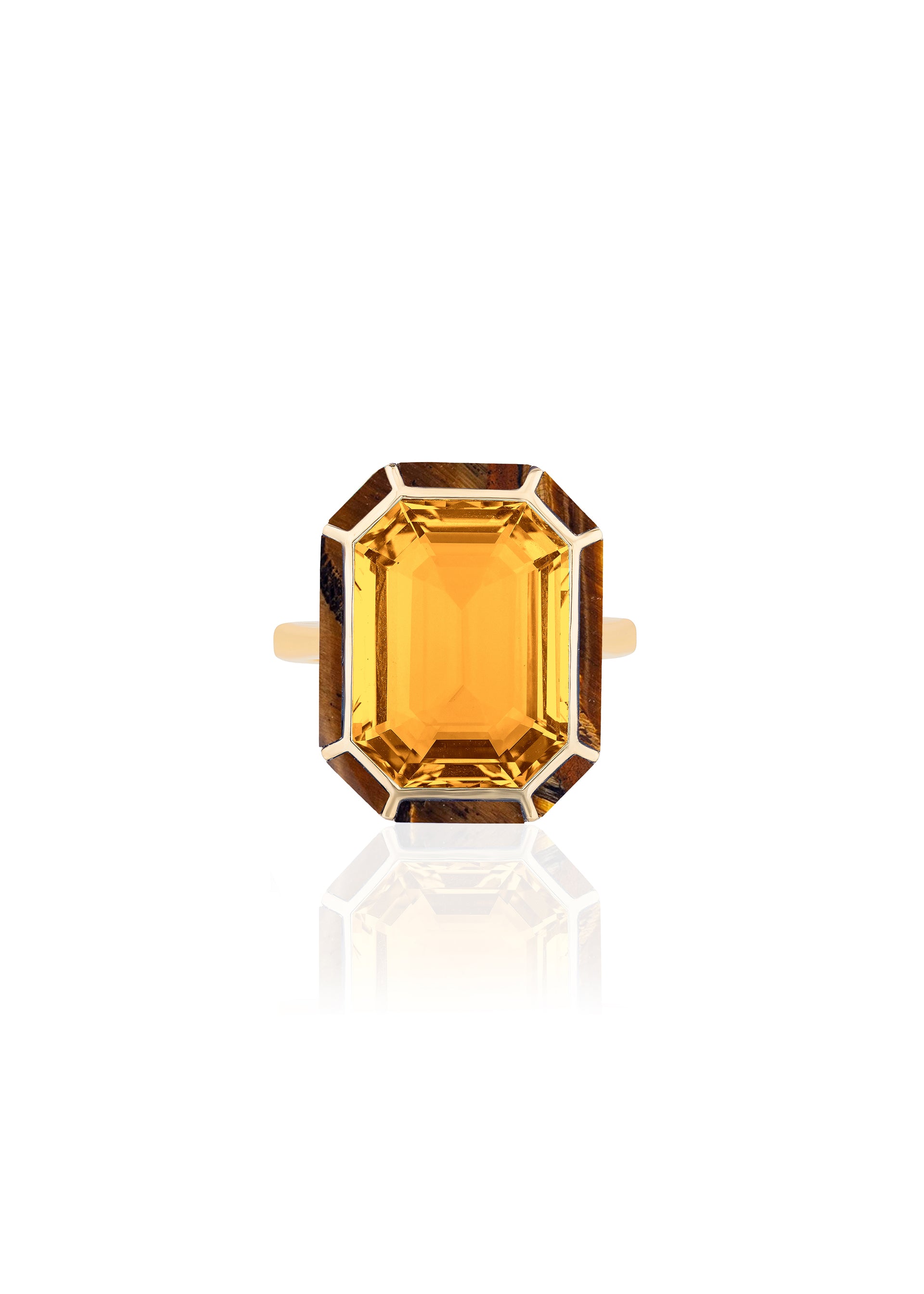 Yellow gold-Citrine with Tiger Eye