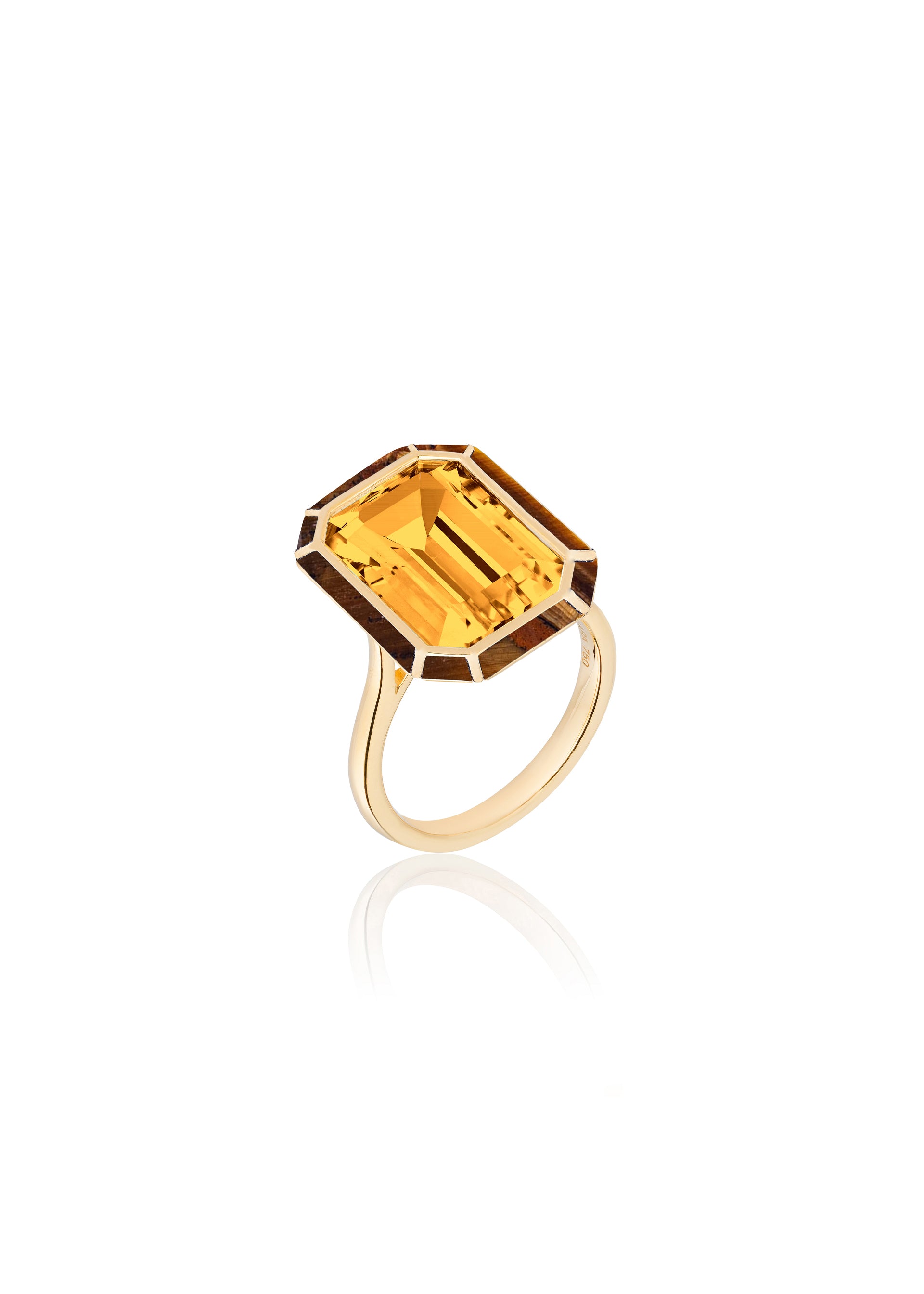 Yellow gold-Citrine with Tiger Eye