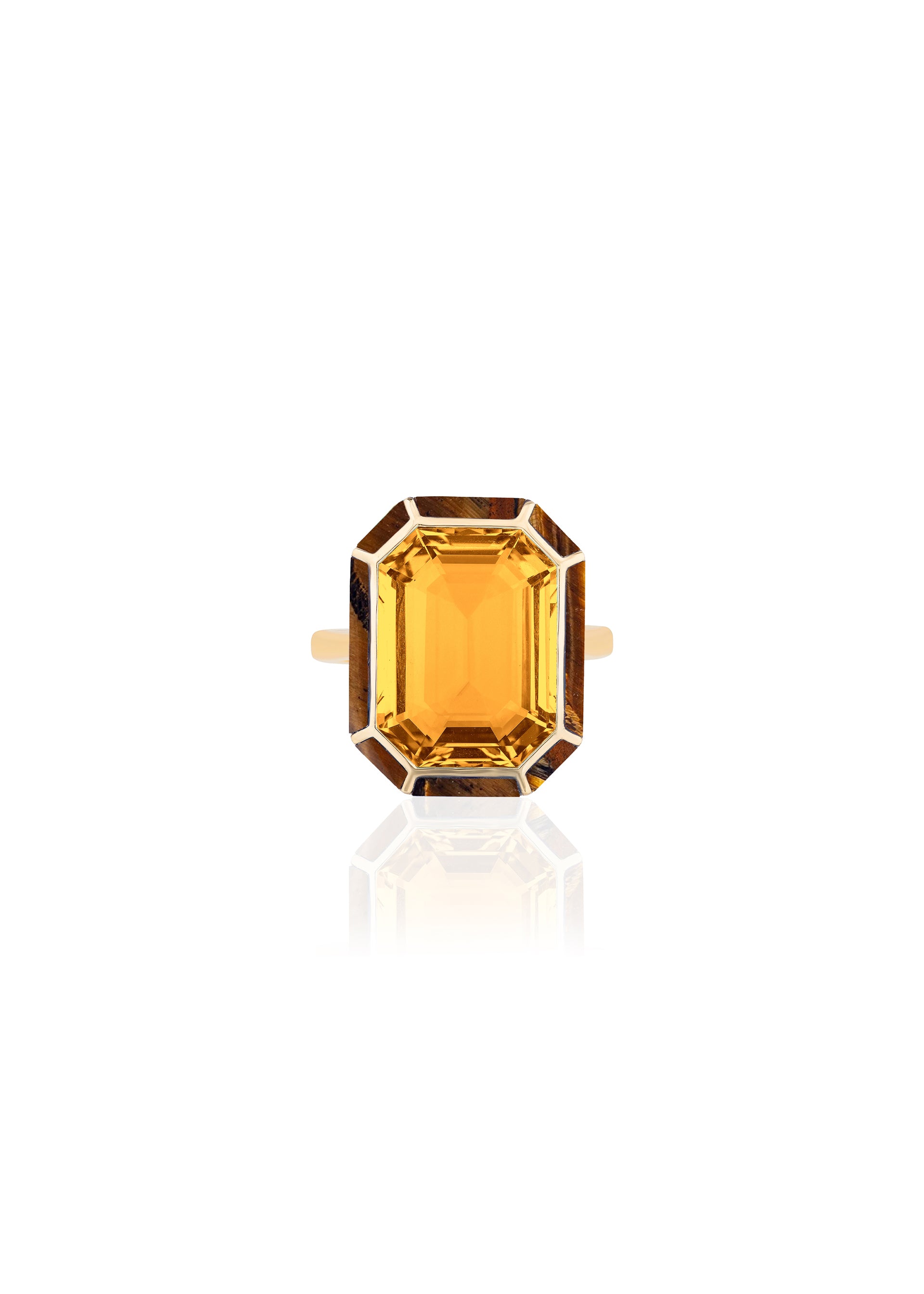 Yellow gold-Citrine with Tiger Eye